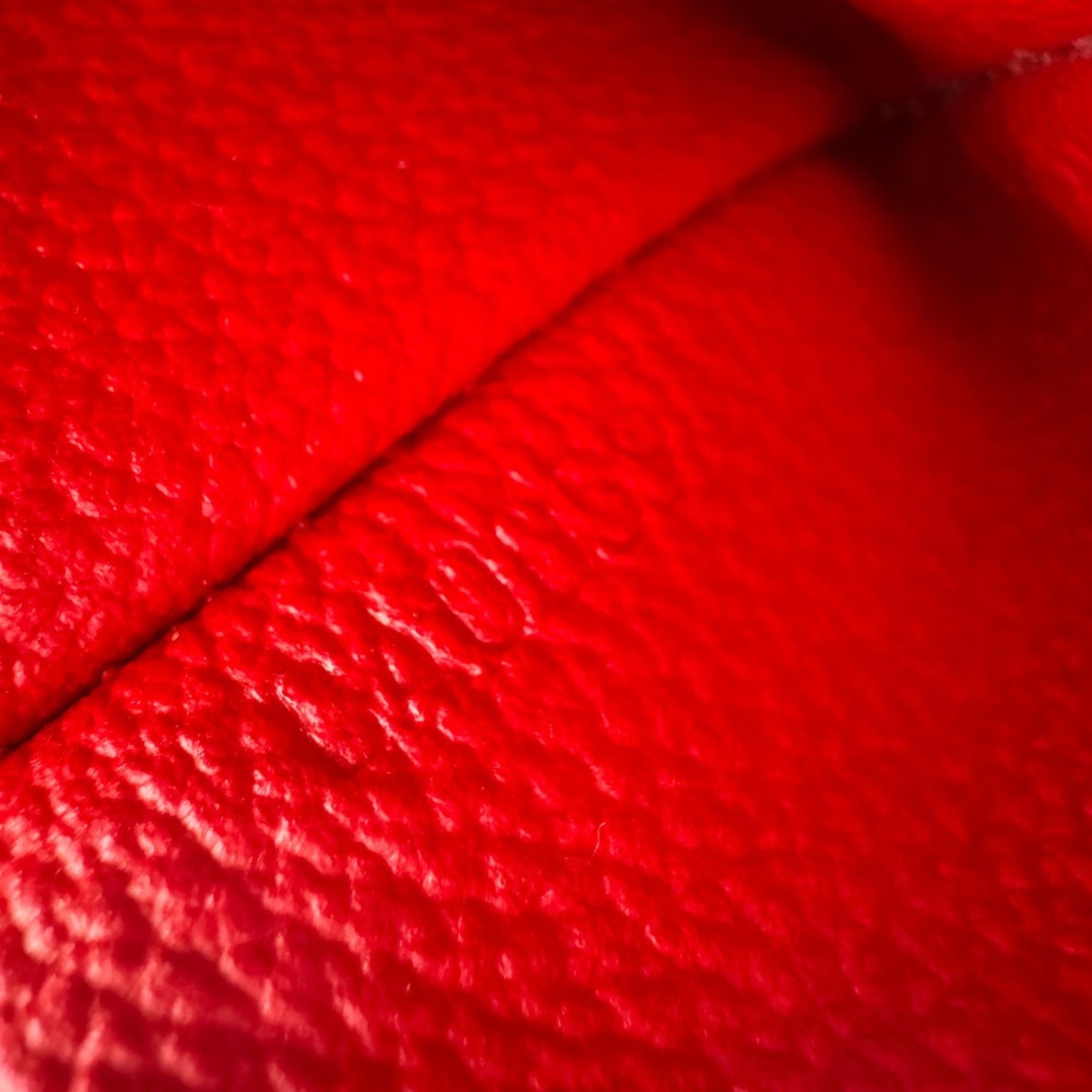 Louis Vuitton Brown Damier Canvas Red Color Leather Pouch (Pre-Owned)