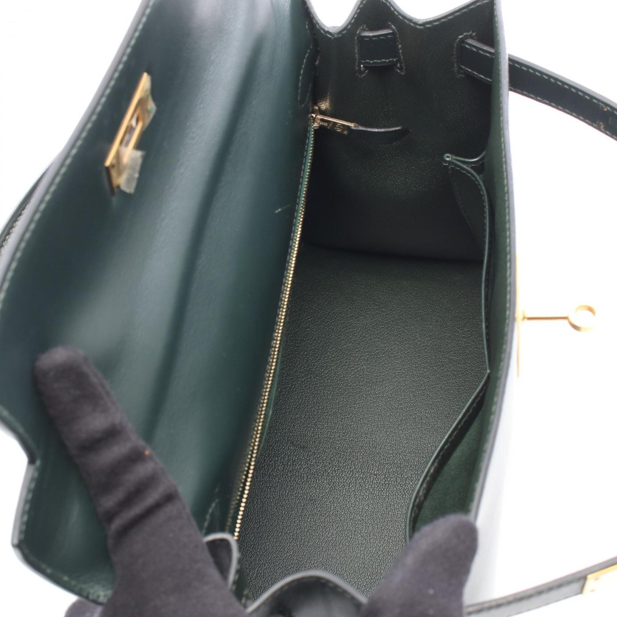 Hermes Green Box Calf Leather Handbag (Pre-Owned)