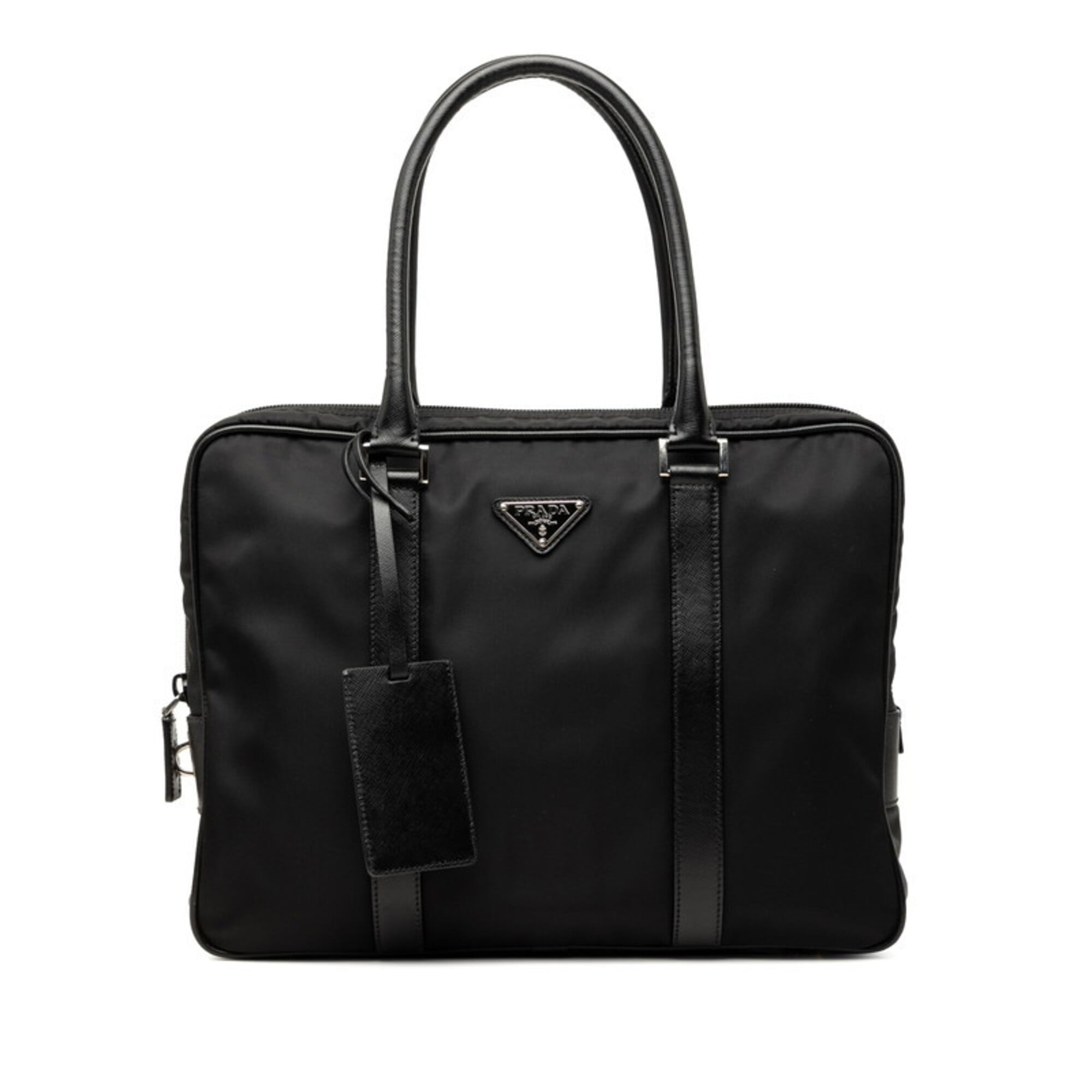 Prada Black Nylon Leather Briefcase (Pre-Owned)