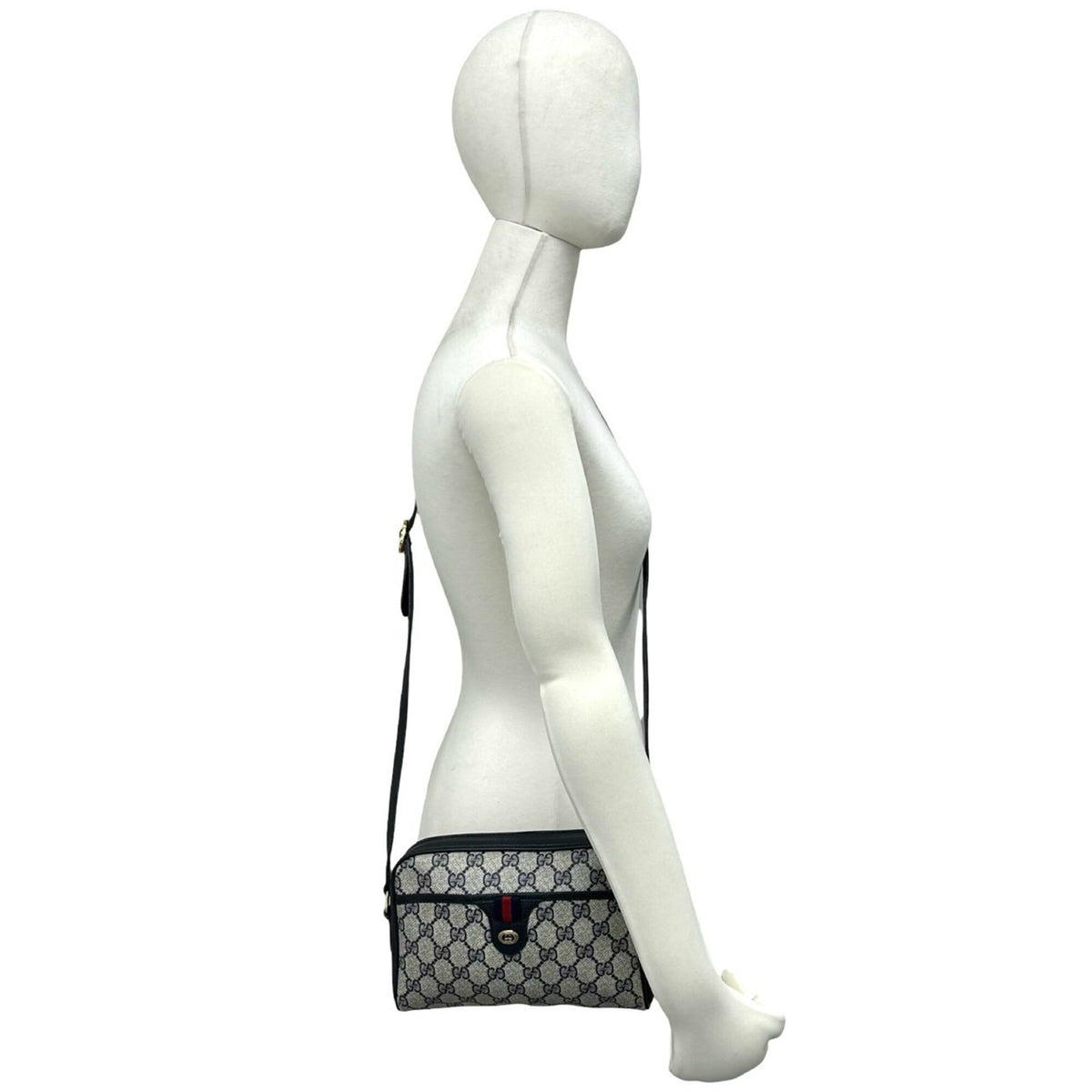 Gucci Navy Red Color Leather Pvc Pochette Shoulder Bag (Pre-Owned)