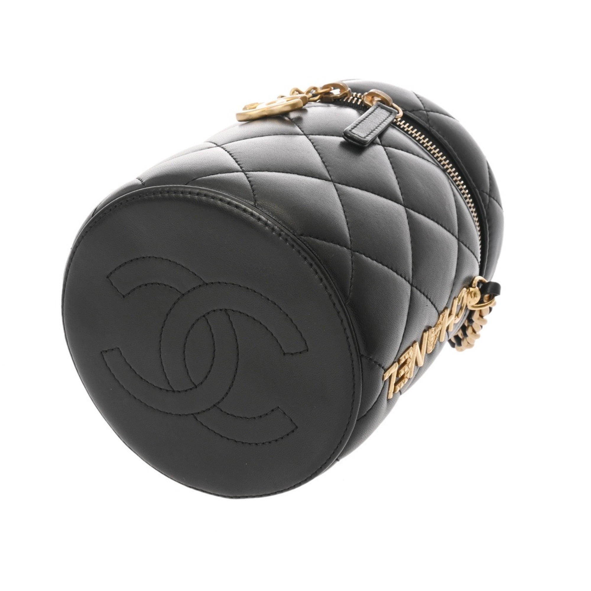Chanel Black Gold Leather Shoulder Bag (Pre-Owned)