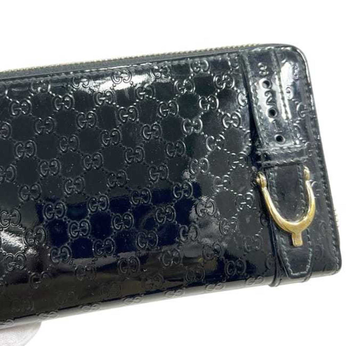 Gucci Black Patent Leather Long Wallet (Bi-Fold) (Pre-Owned)