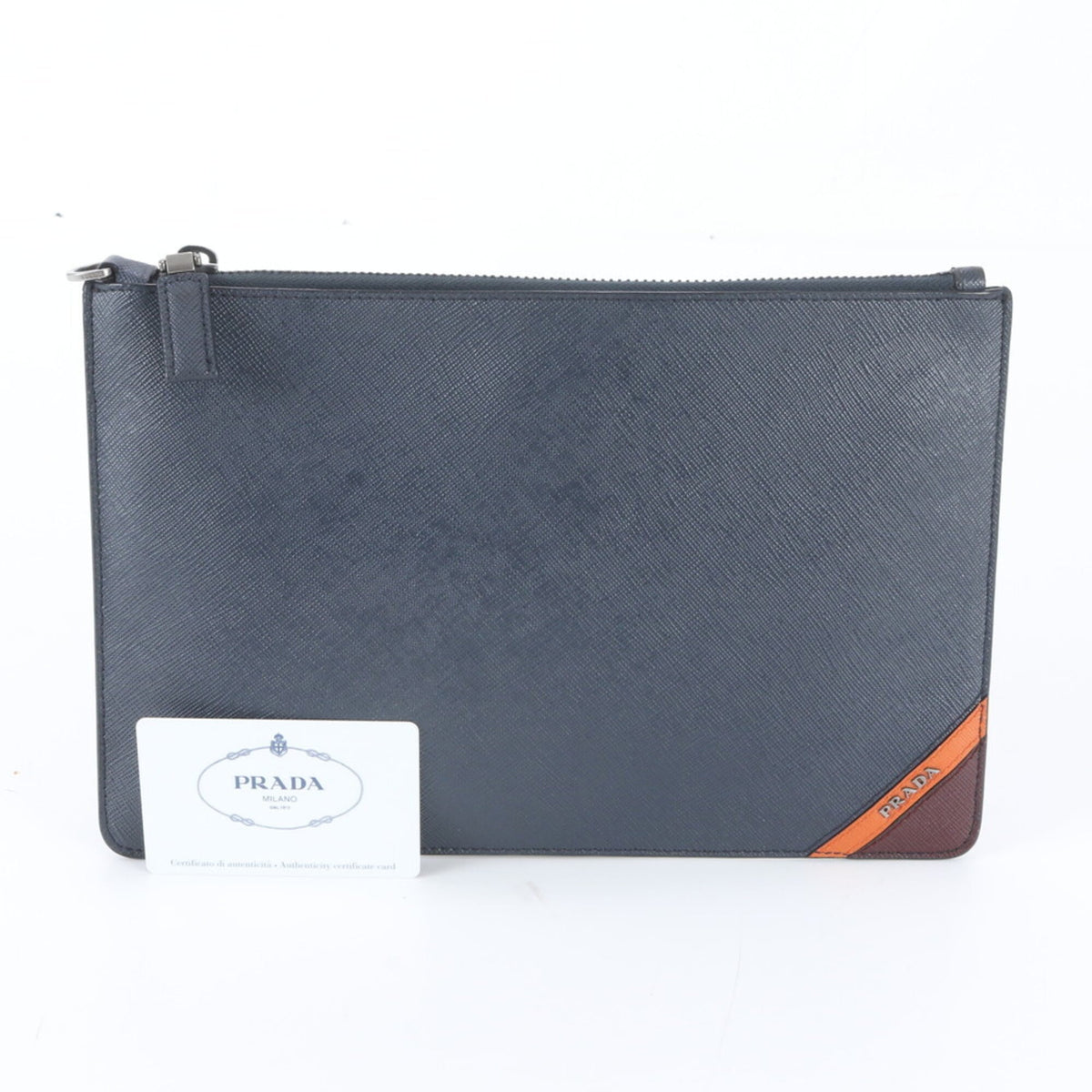Prada Navy Leather Clutch Bag (Pre-Owned)