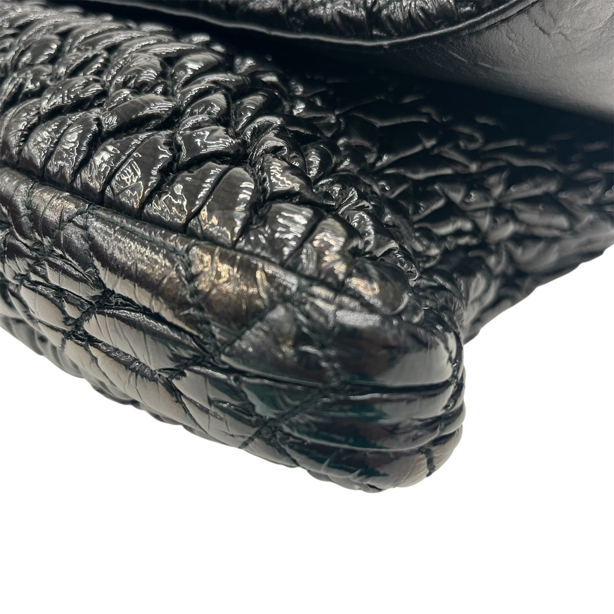 Miu Miu Matelasse Black Patent Leather Clutch Bag Shoulder Bag (Pre-Owned)