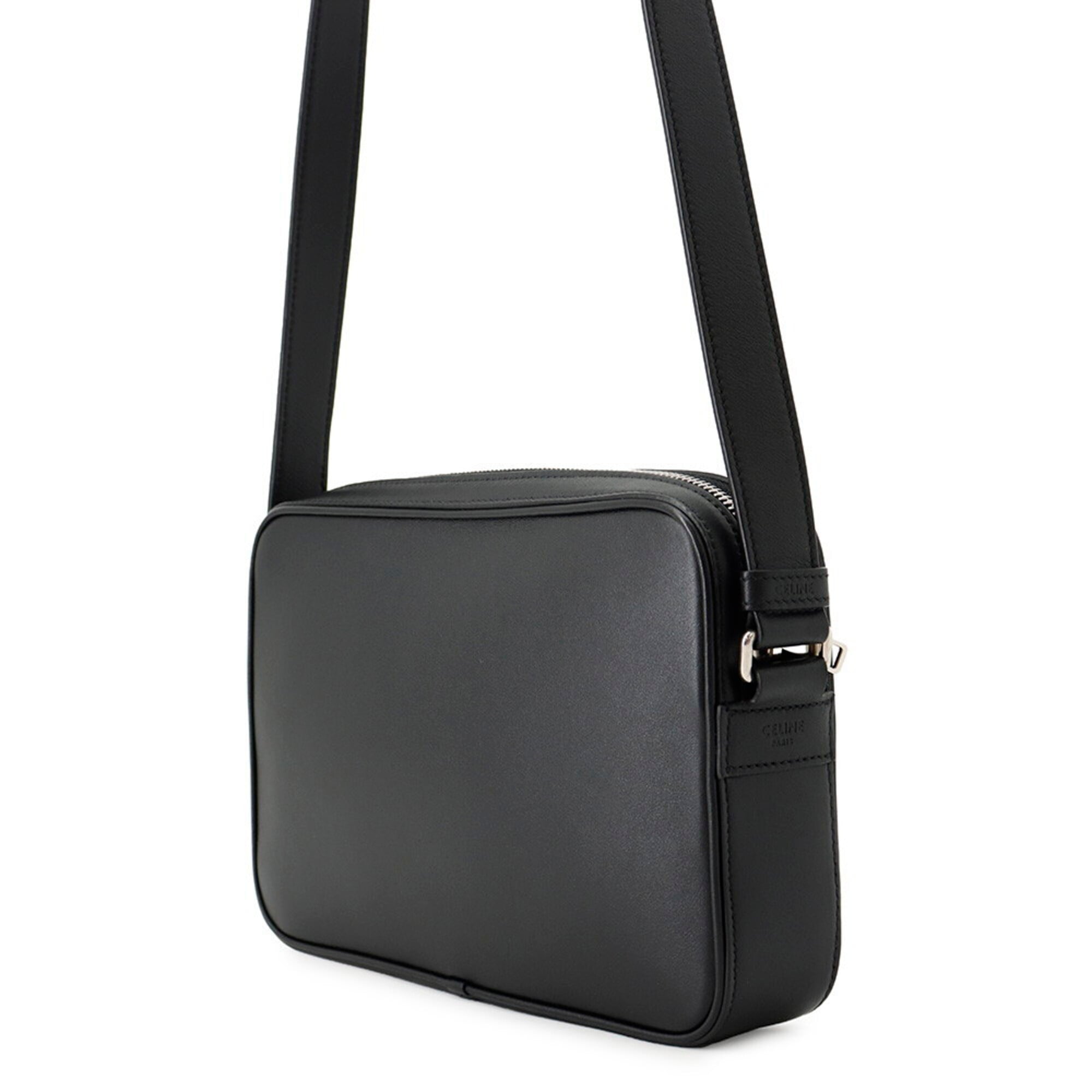 Celine Black Leather Messenger Bag Shoulder Bag (Pre-Owned)