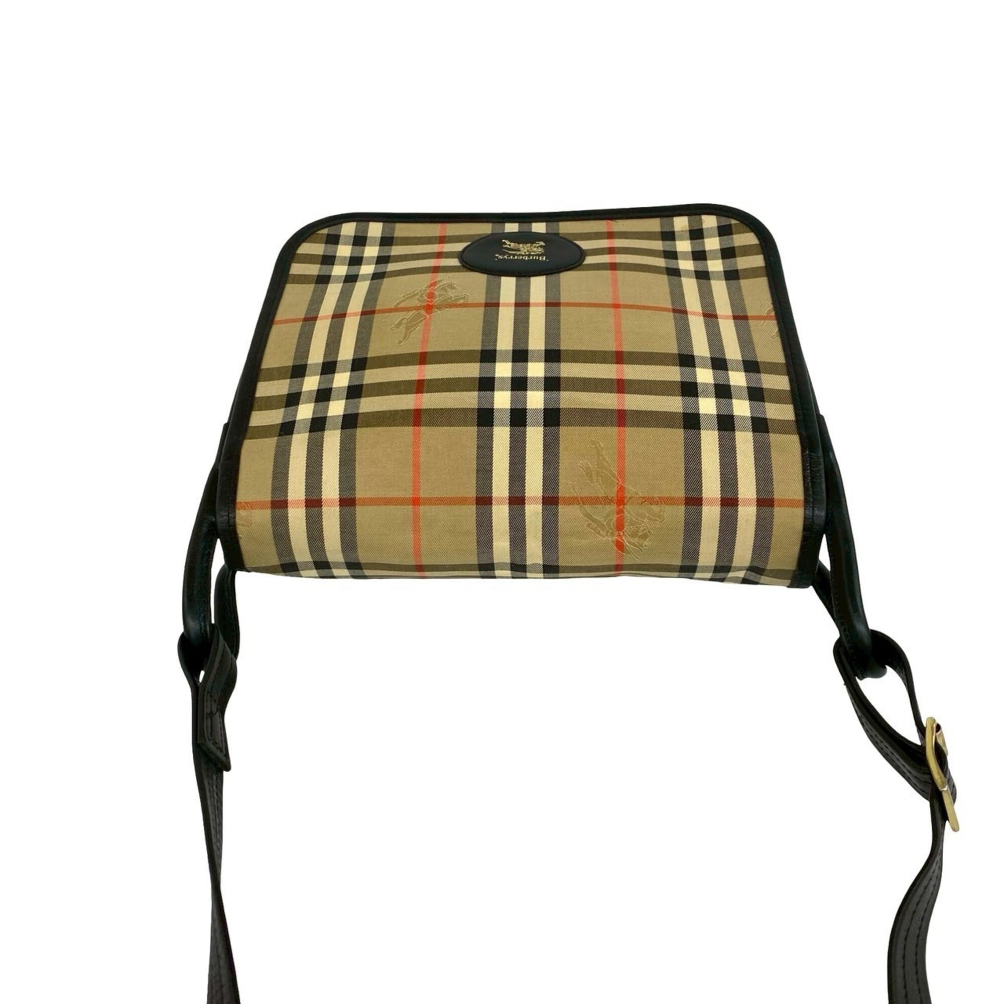 Burberry Beige Black Canvas Leather Shoulder Bag (Pre-Owned)