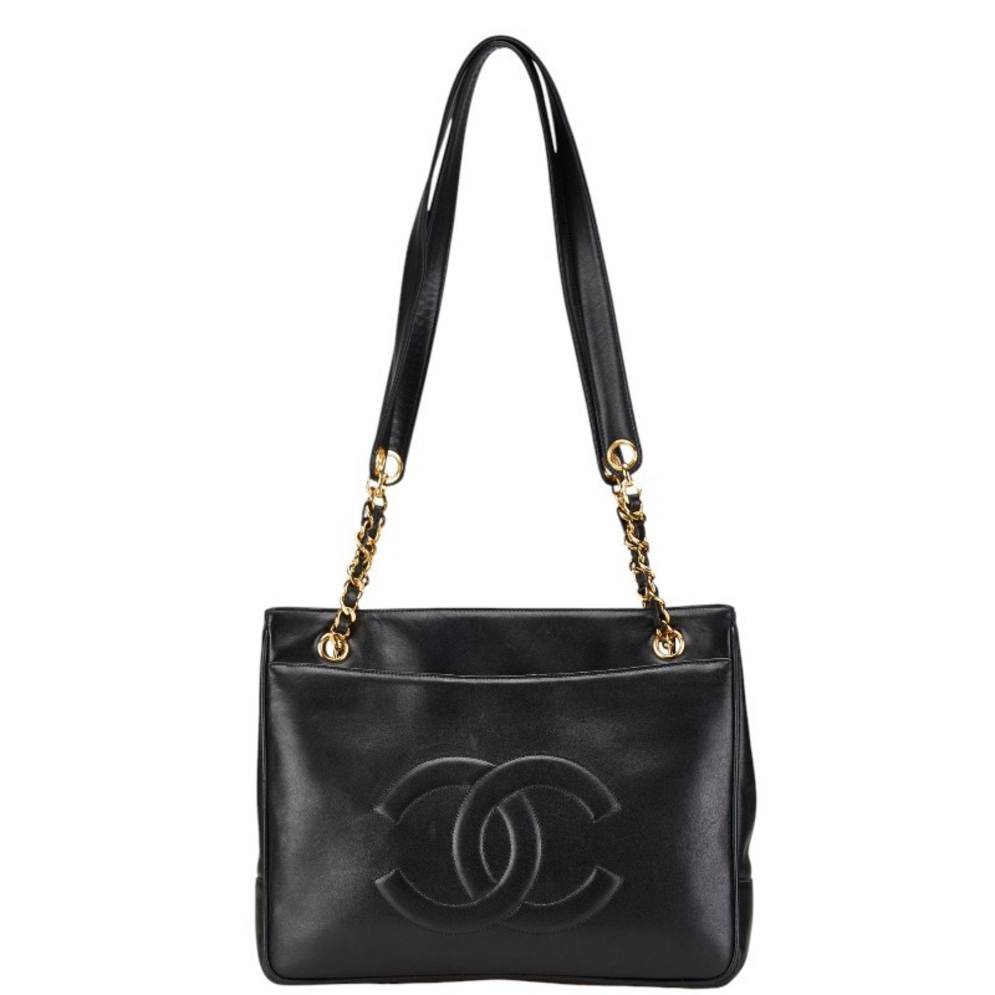 Chanel Black Leather Shoulder Bag Tote Bag (Pre-Owned)