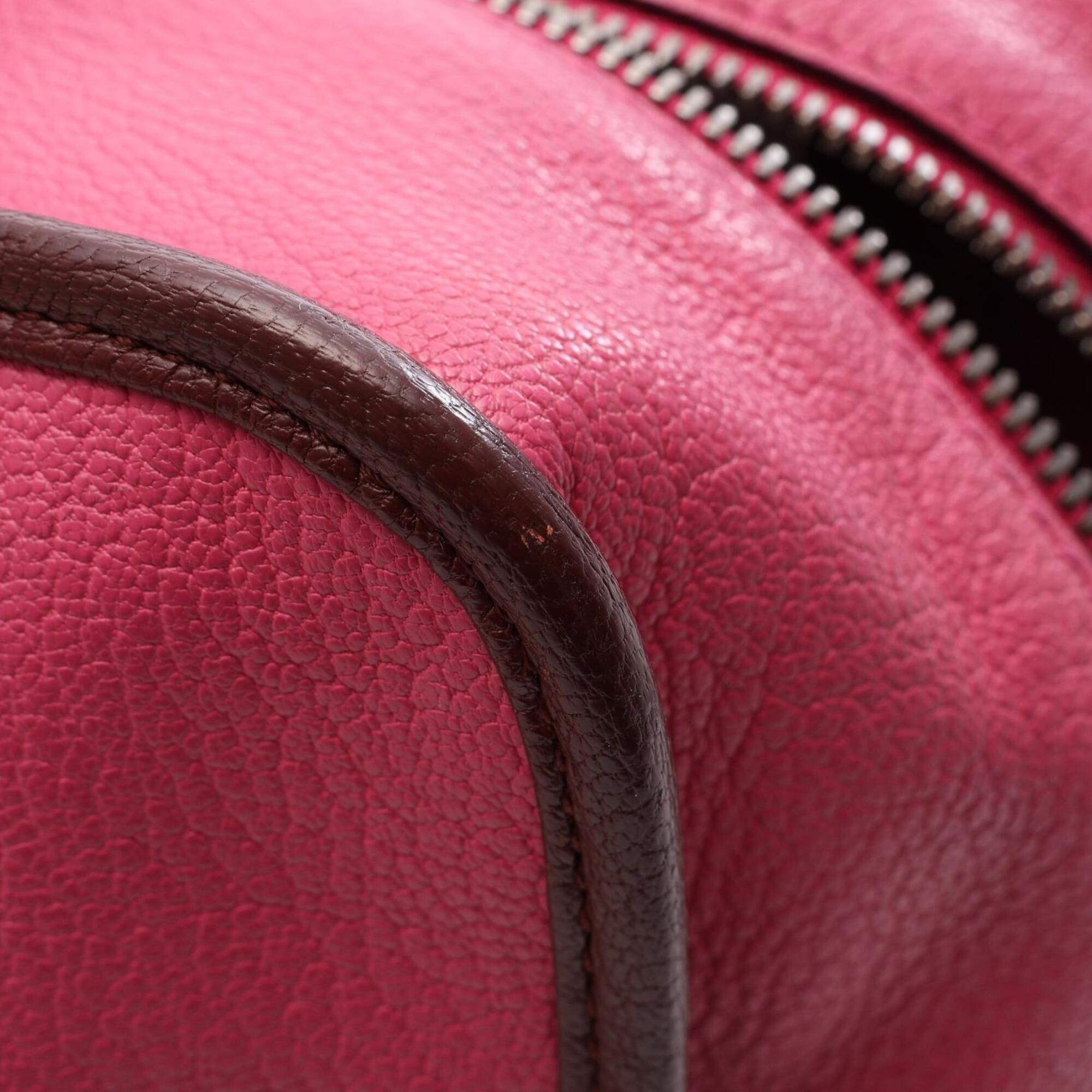 Loewe Brown Pink Red Color Leather Handbag (Pre-Owned)