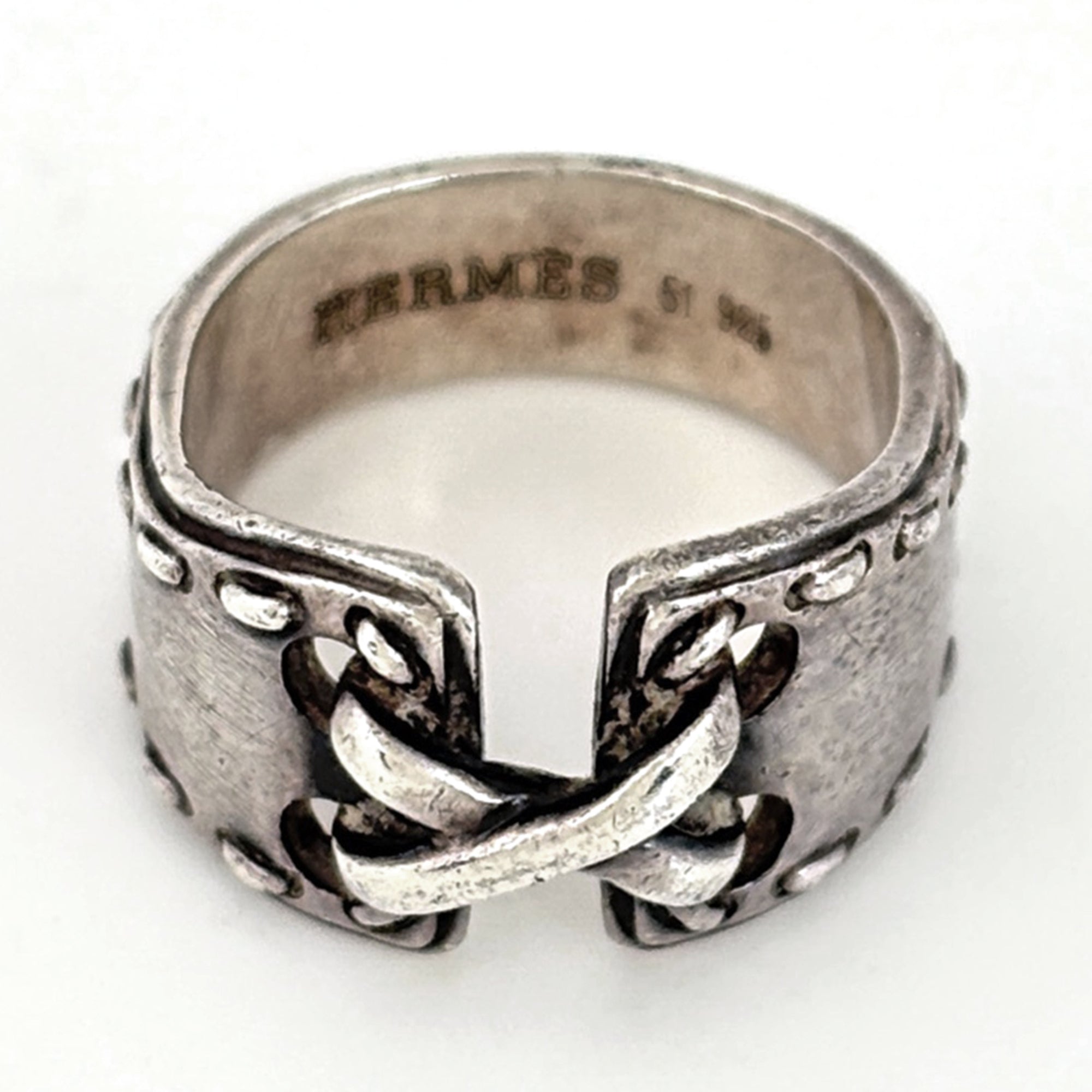 Hermes Silver Silver 925 Band Ring (Pre-Owned)