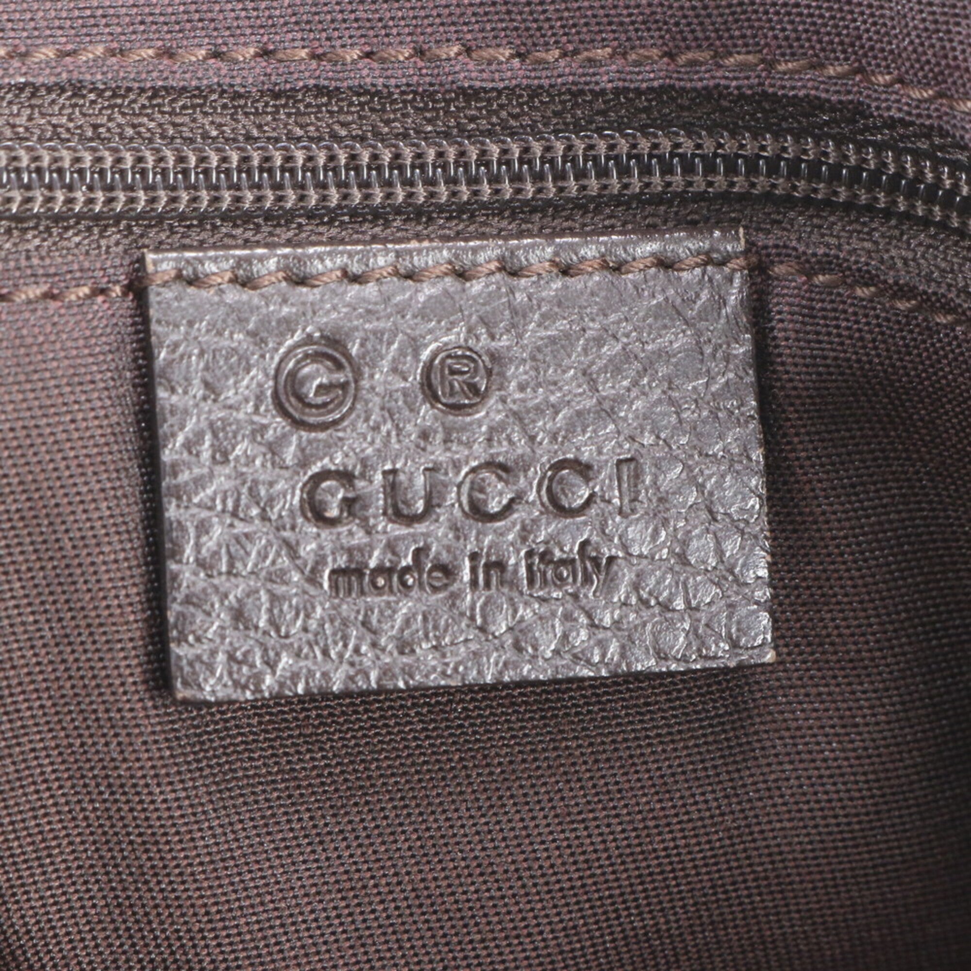 Gucci Sherry Line Dark Brown Nylon Leather Handbag Shoulder Bag Tote Bag (Pre-Owned)