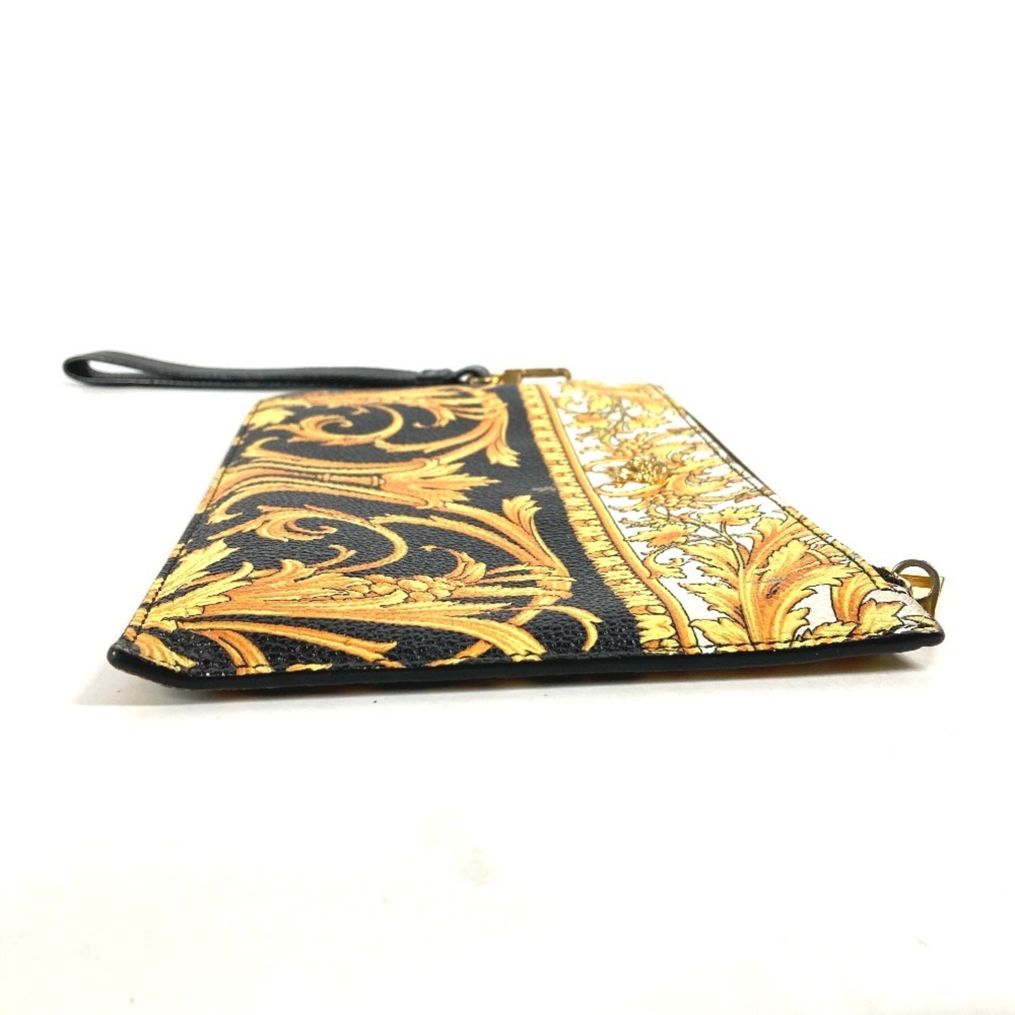 Versace Black Yellow Leather Clutch Bag Pouch (Pre-Owned)