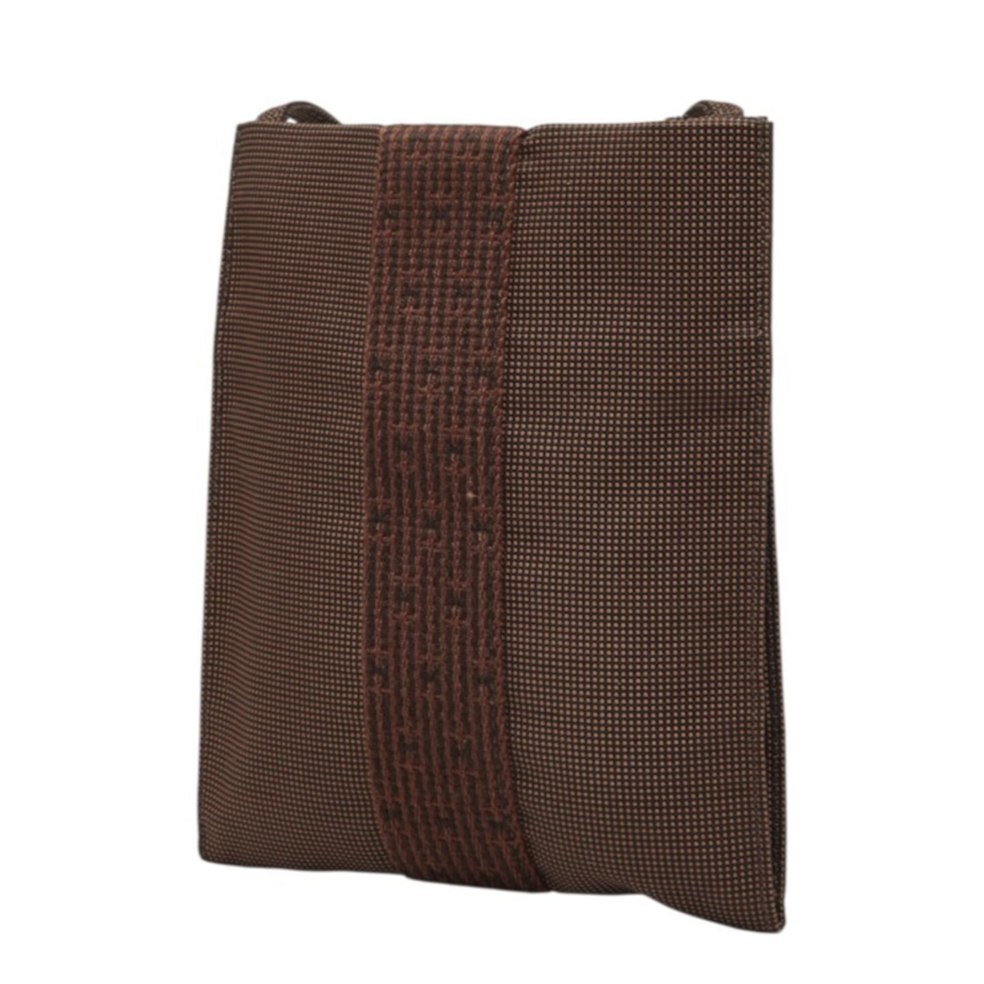 Hermes Brown Canvas Pochette Shoulder Bag (Pre-Owned)