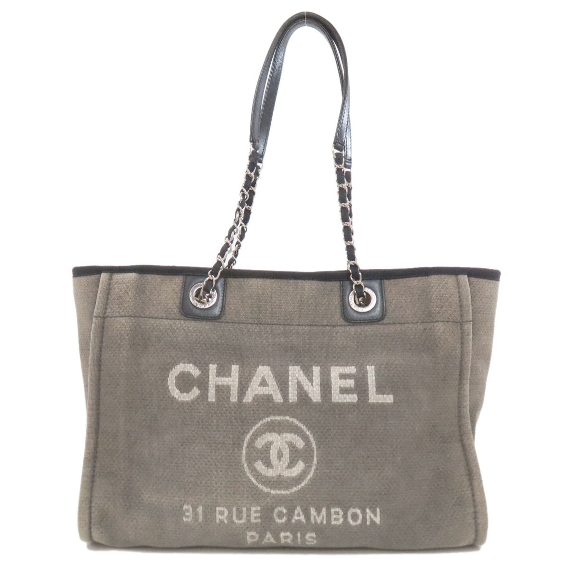 Chanel Gray Leather Tote Bag (Pre-Owned)