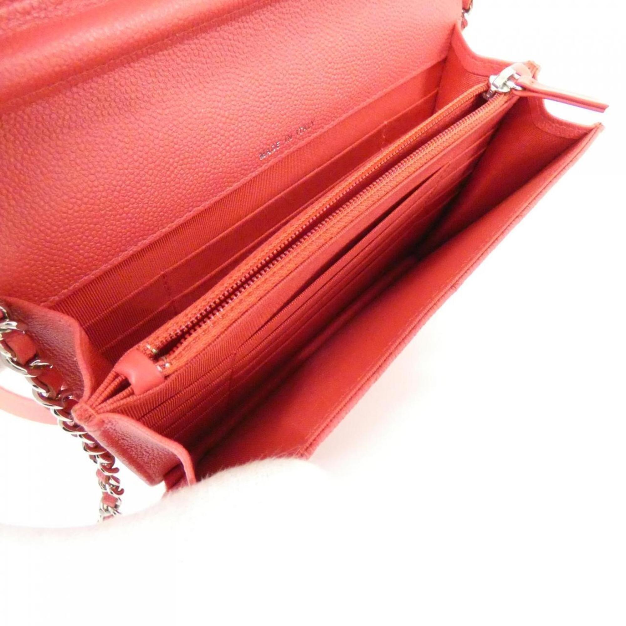 Chanel Pink Grained Calfskin Chain/Shoulder Wallet (Pre-Owned)