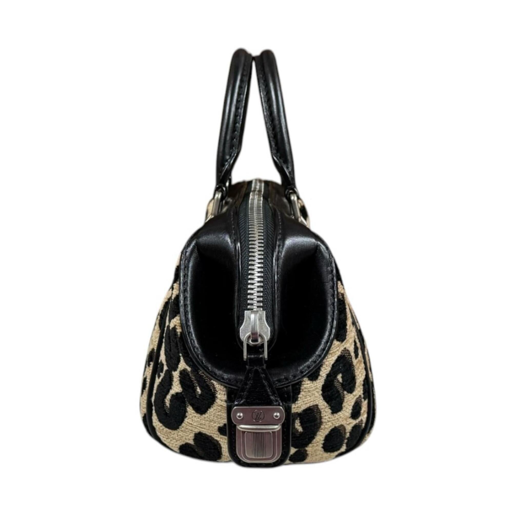 Louis Vuitton Beige Black Leather Jacquard Canvas Handbag (Pre-Owned)