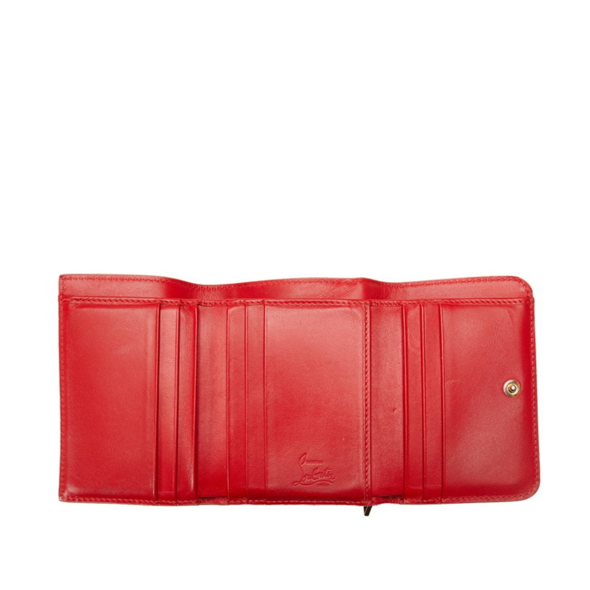 Christian Louboutin Gold Pink Leather Wallet (Tri-Fold) (Pre-Owned)