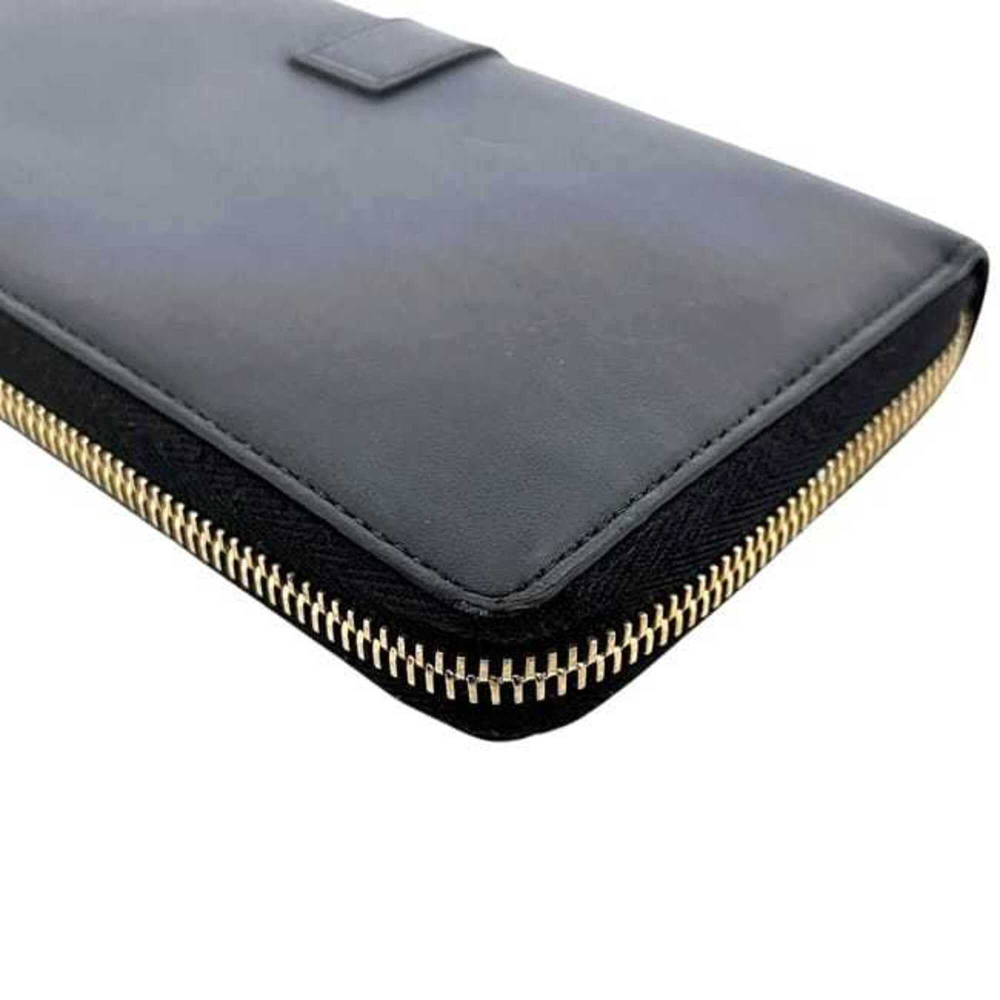 Saint Laurent Black Leather Long Wallet (Bi-Fold) (Pre-Owned)