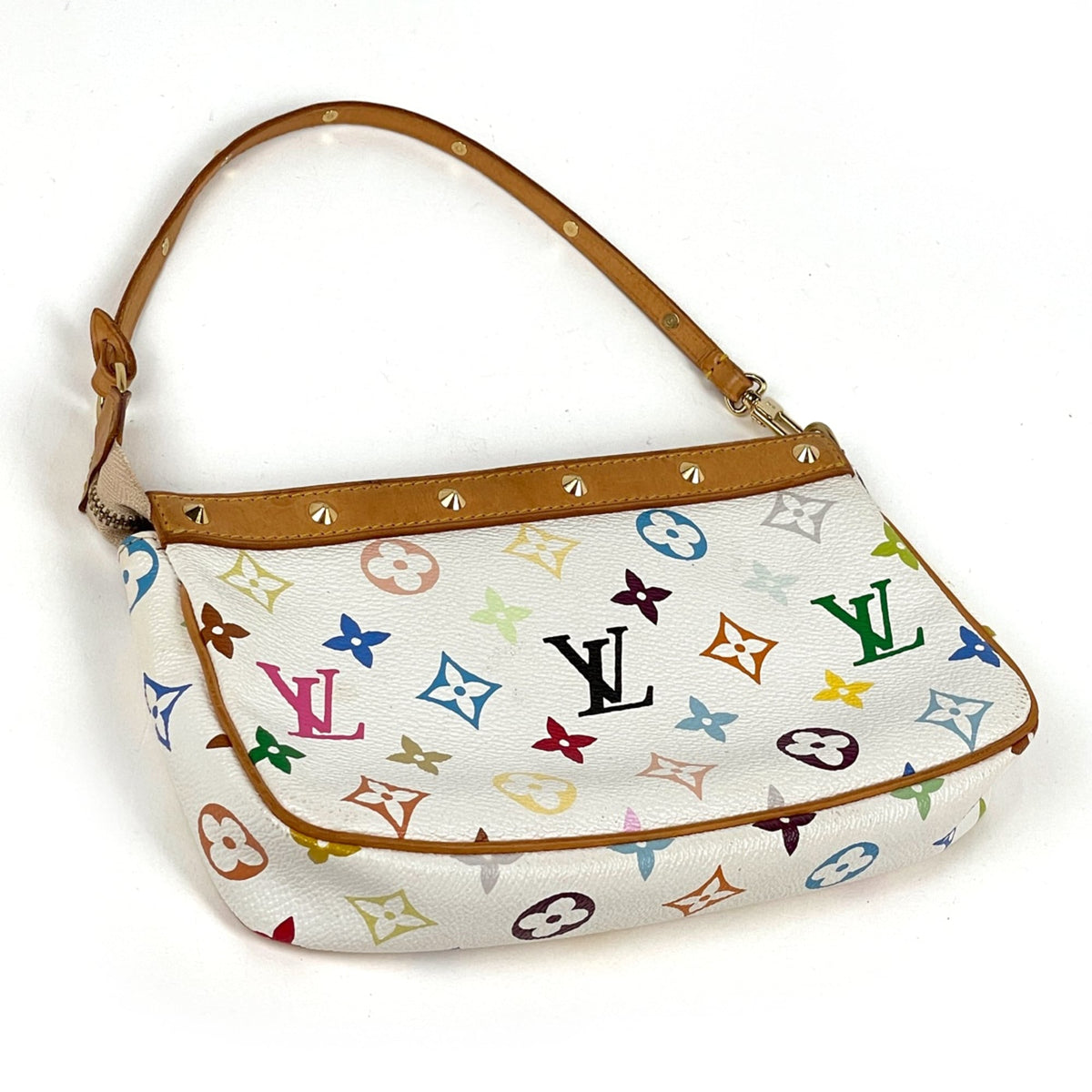 Louis Vuitton Blanc White Monogram Multicolore Pochette Pouch (Pre-Owned)