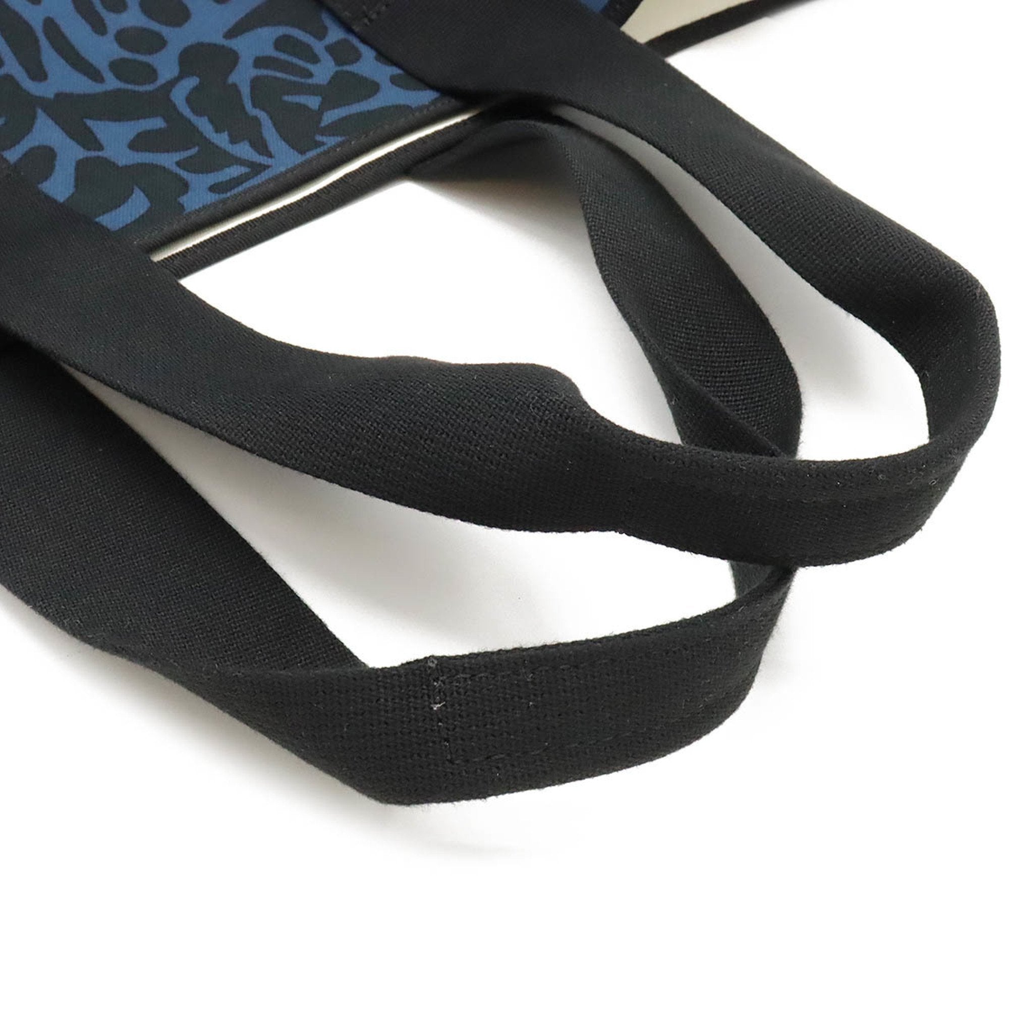 Hermes Black Blue Canvas Tote Bag (Pre-Owned)