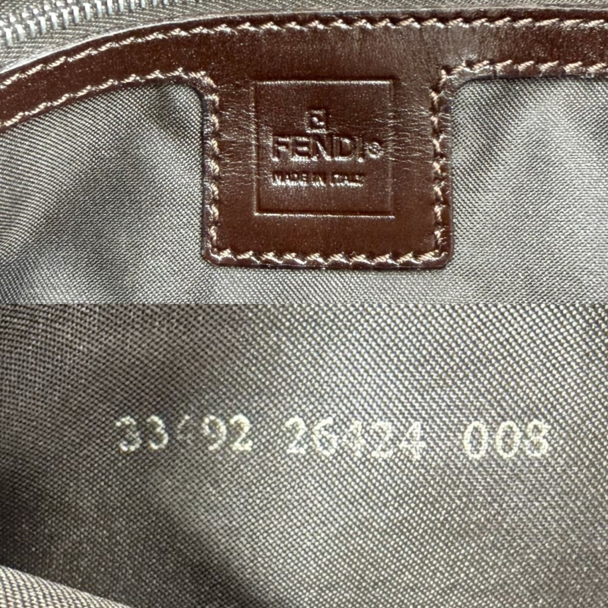 Fendi Zucca Brown Canvas Leather Shoulder Bag (Pre-Owned)