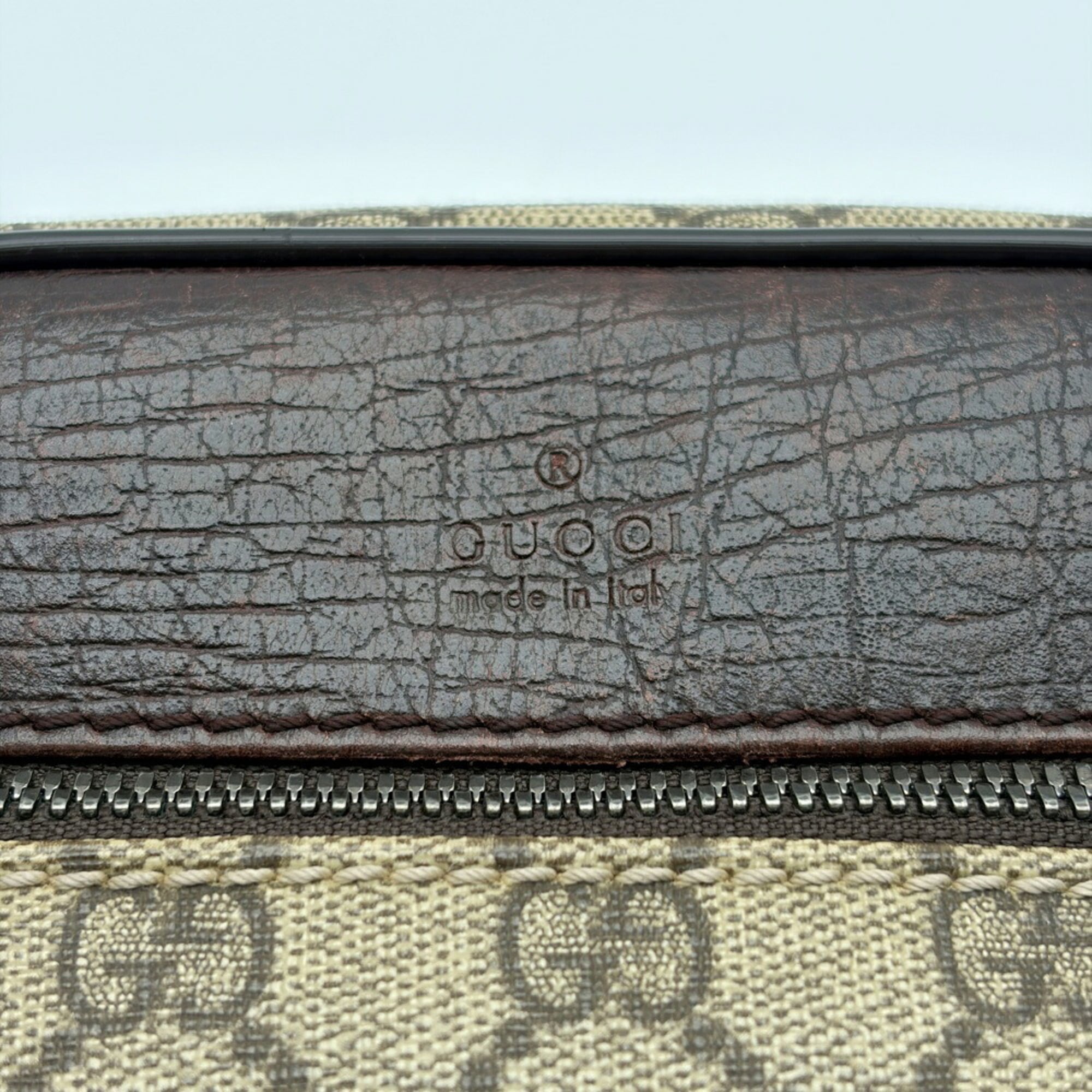 Gucci Beige Dark Brown Pvc Leather Shoulder Bag (Pre-Owned)