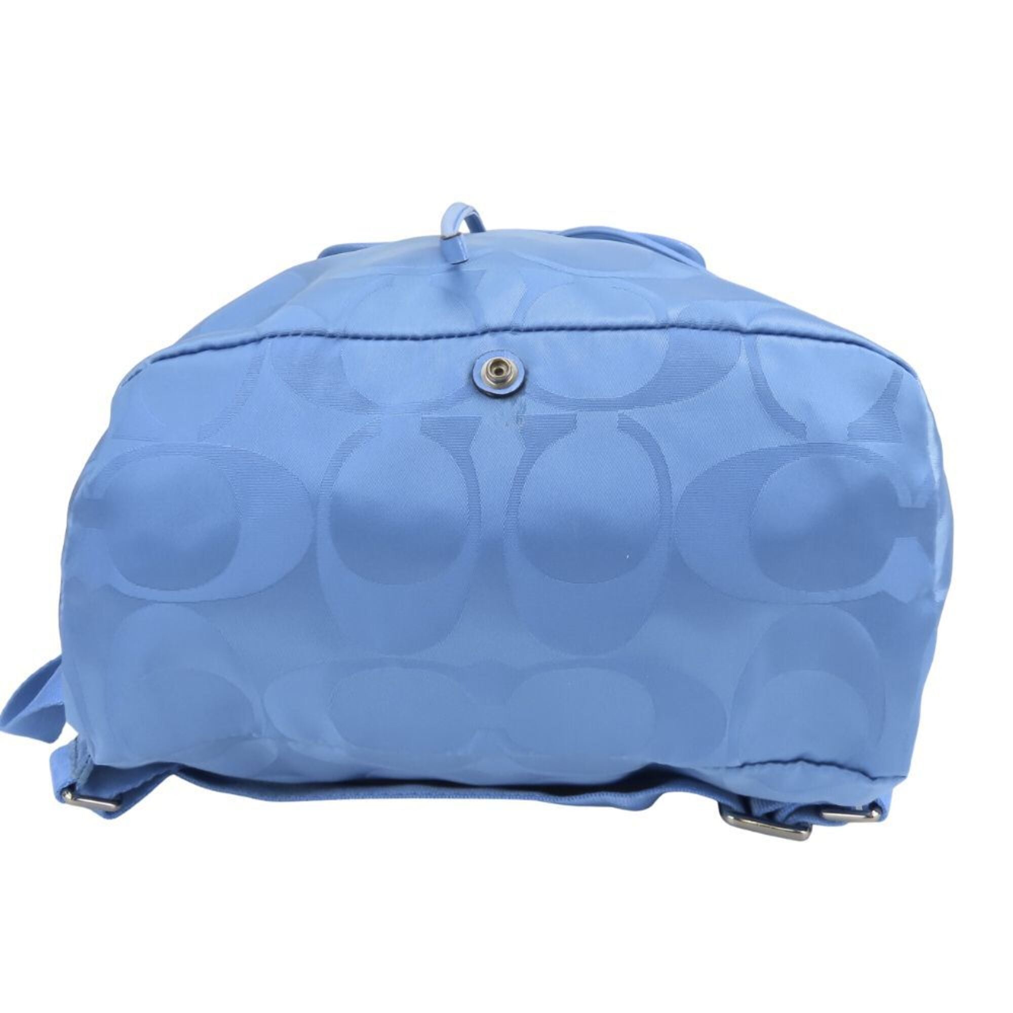 Coach Signature Blue Nylon Leather Backpack (Pre-Owned)
