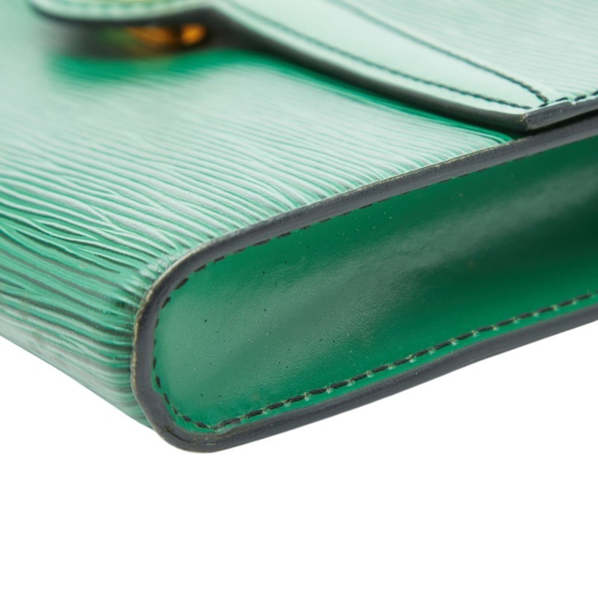 Louis Vuitton Borneo Green Leather Clutch Bag Shoulder Bag (Pre-Owned)