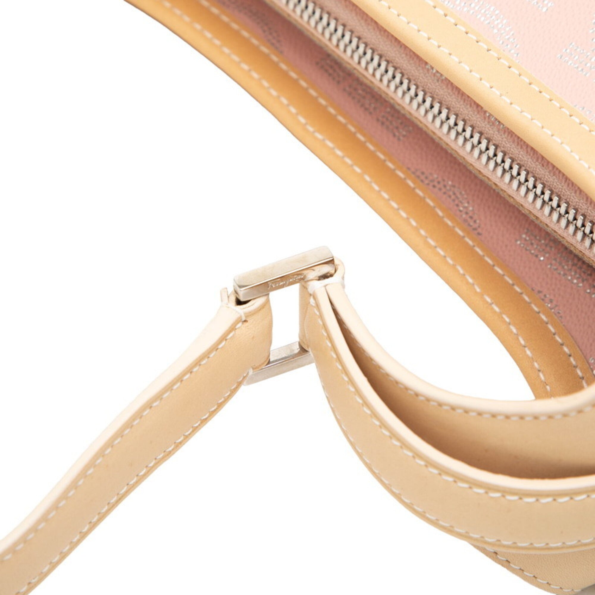 Salvatore Ferragamo Beige Pink Silver Leather Pvc Shoulder Bag (Pre-Owned)