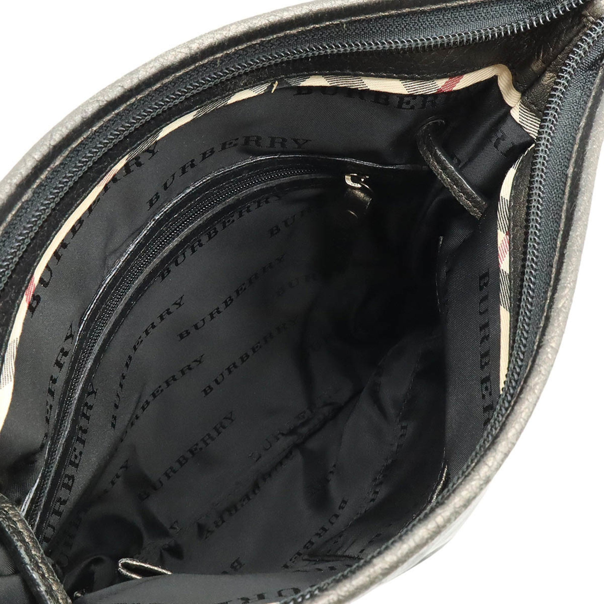 Burberry Black Metallic Brown Nylon Leather Shoulder Bag (Pre-Owned)