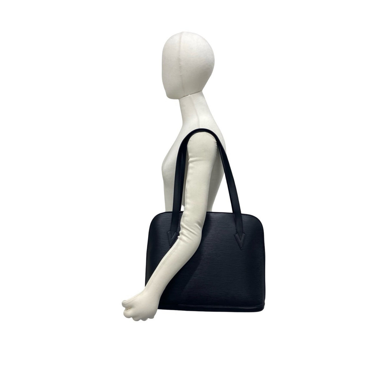 Louis Vuitton Black Leather Shoulder Bag Tote Bag (Pre-Owned)