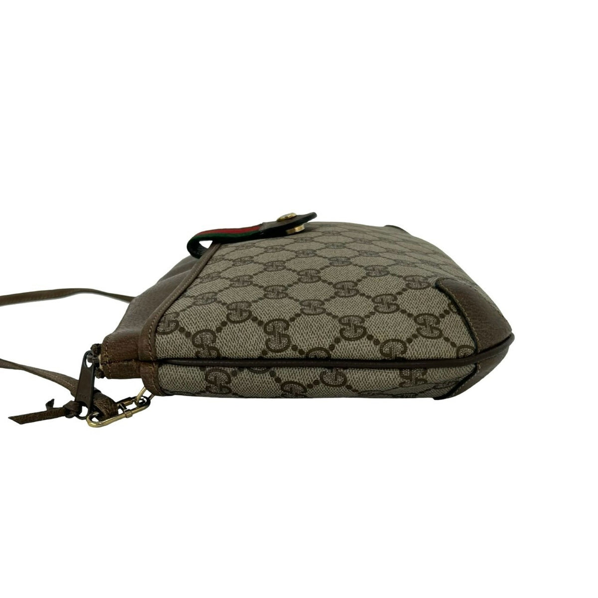 Gucci Brown Green Red Color Pvc Leather Shoulder Bag (Pre-Owned)