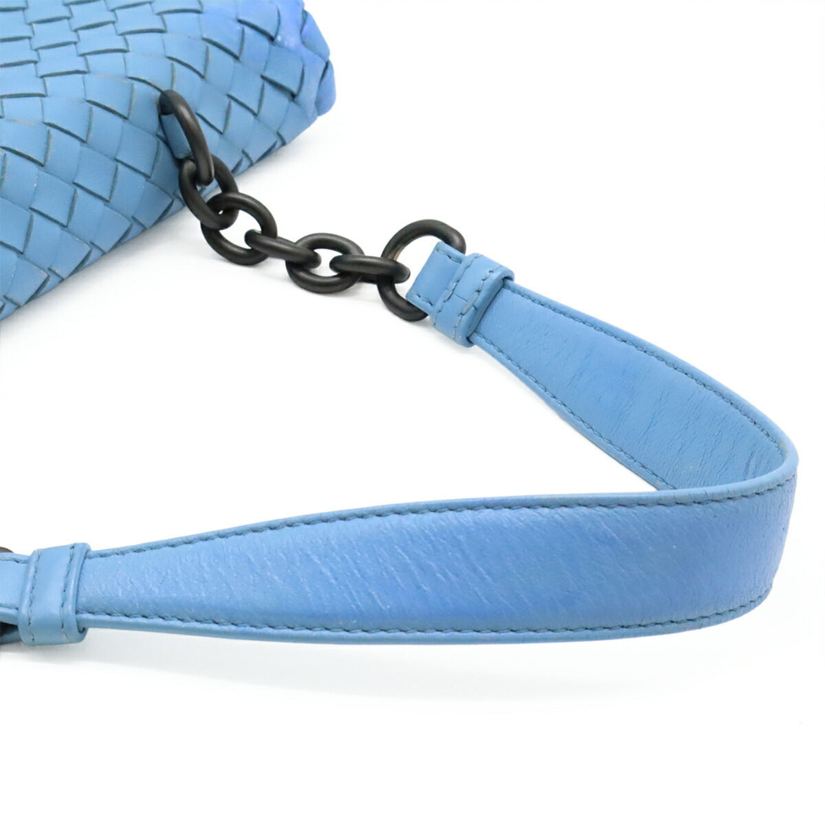 Bottega Veneta Intrecciato Light Blue Leather Shoulder Bag (Pre-Owned)