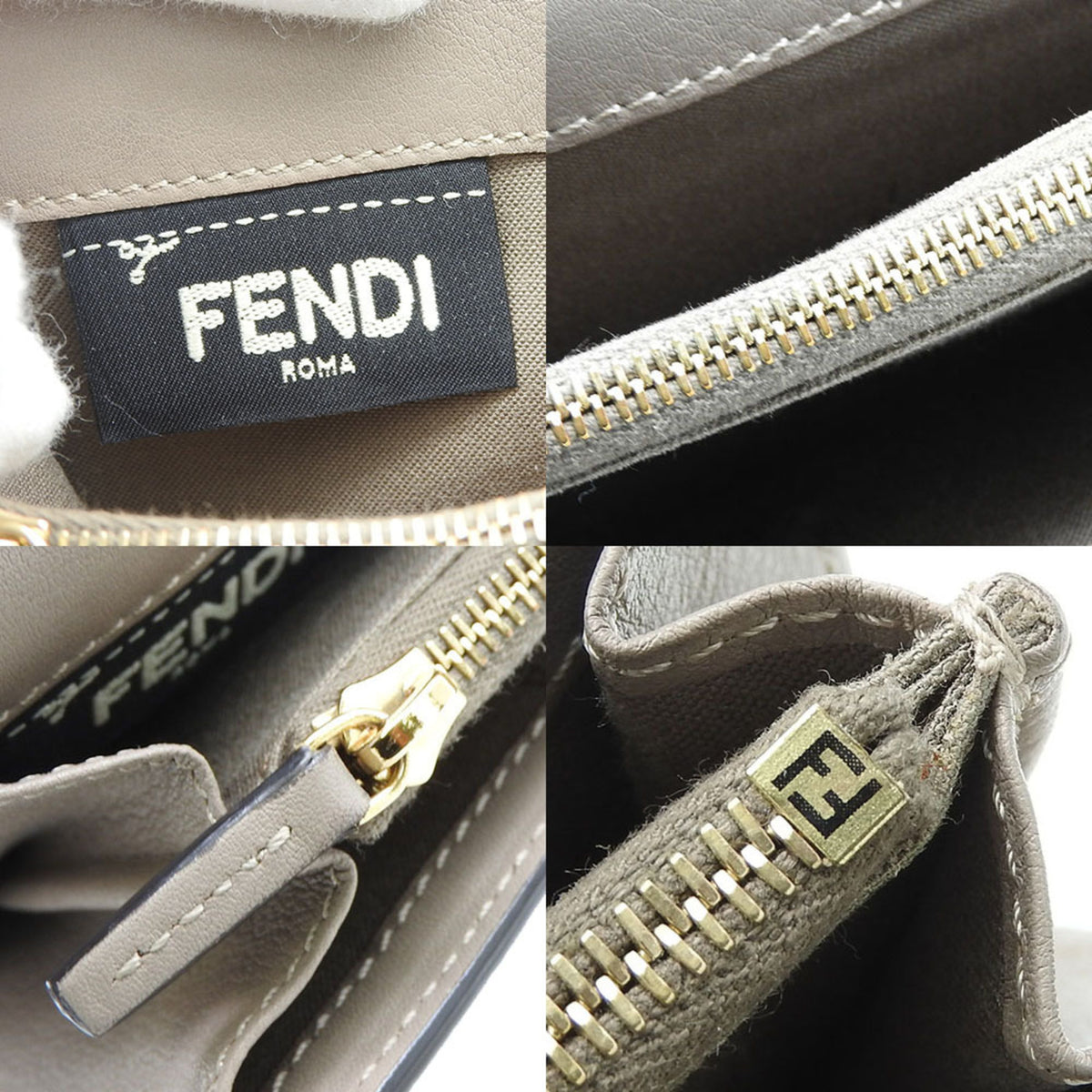 Fendi Beige Grayish Leather Wallet (Bi-Fold) (Pre-Owned)