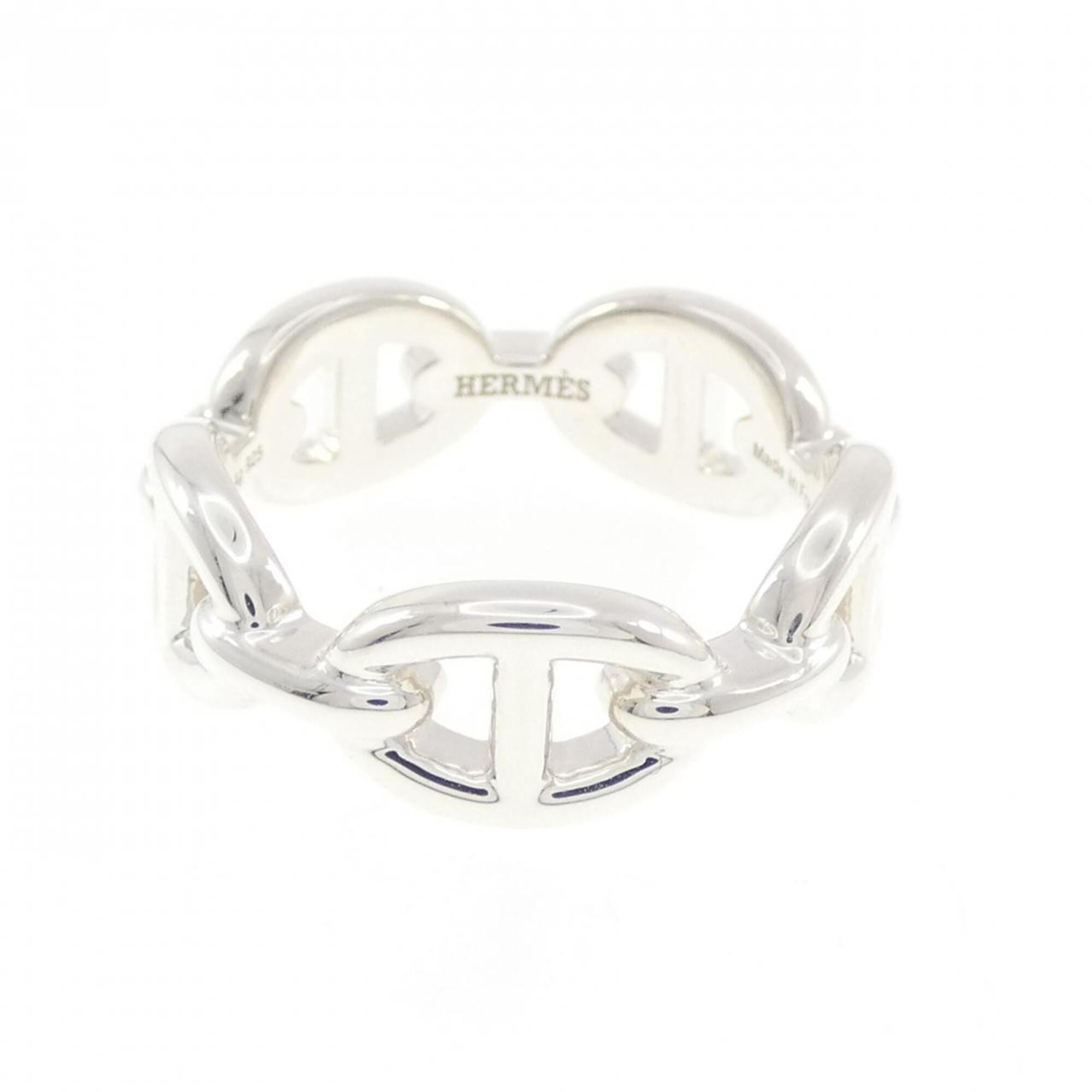 Hermes Silver Silver 925 Band Ring (Pre-Owned)