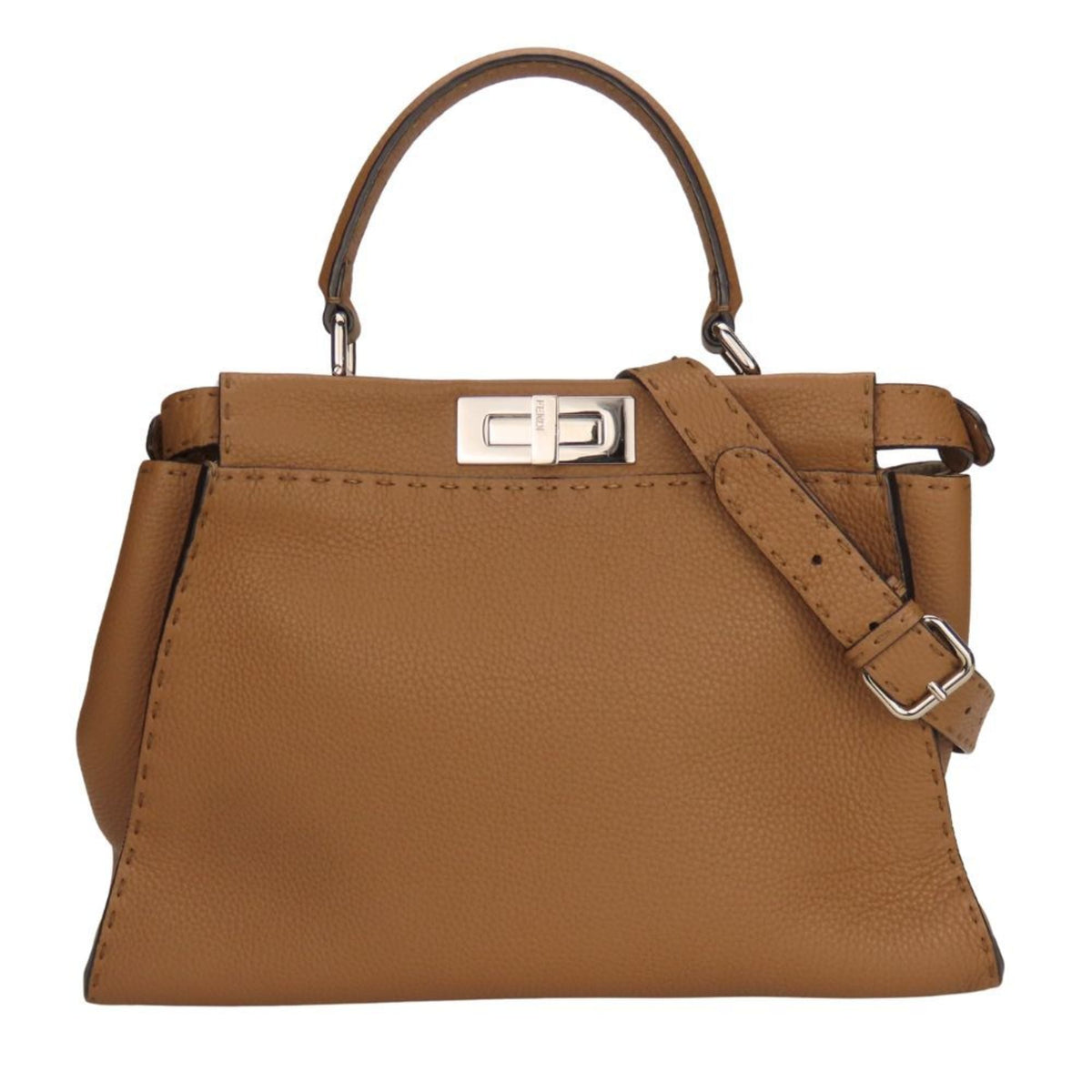 Fendi Brown Leather Handbag Shoulder Bag (Pre-Owned)