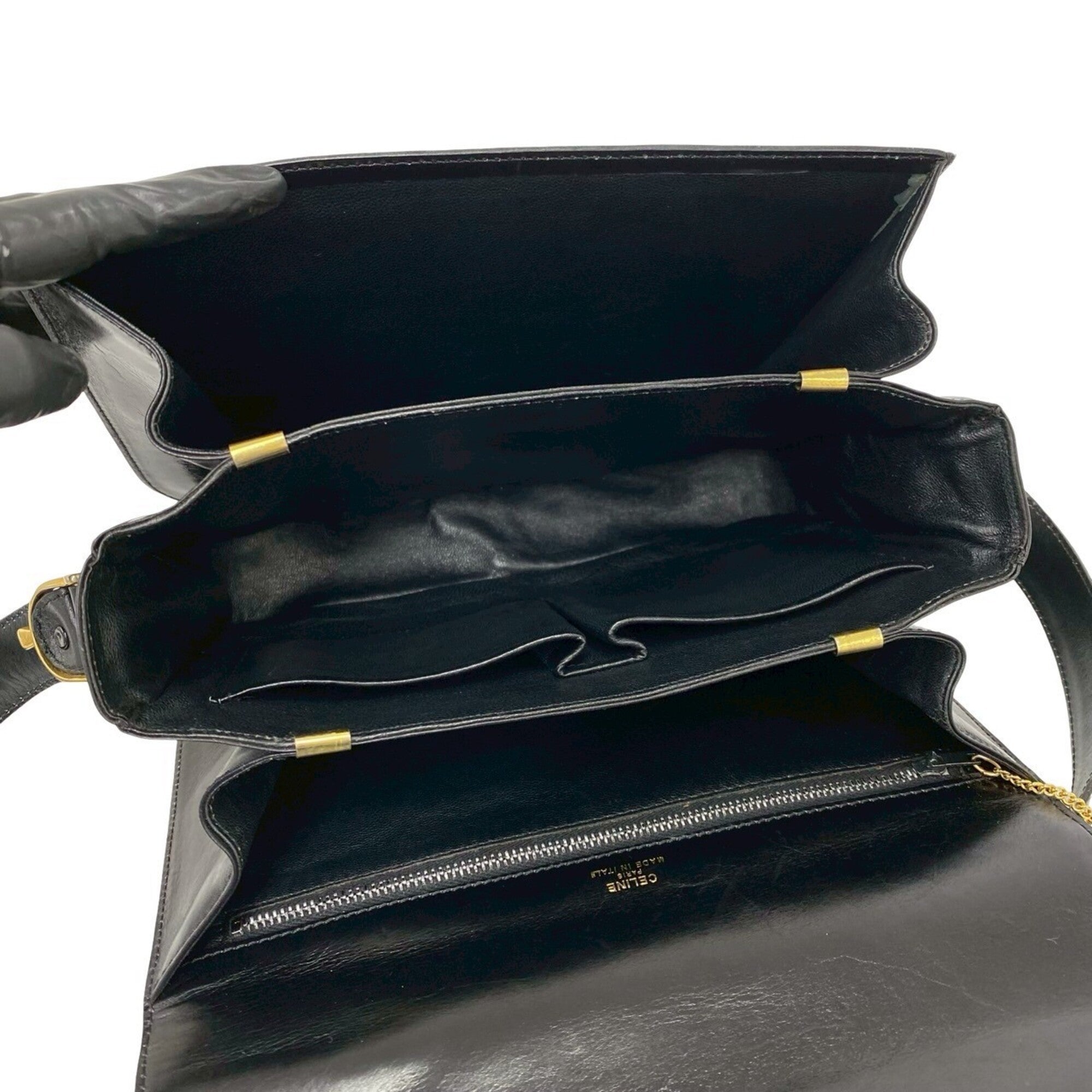 Celine Black Leather Pochette Shoulder Bag (Pre-Owned)