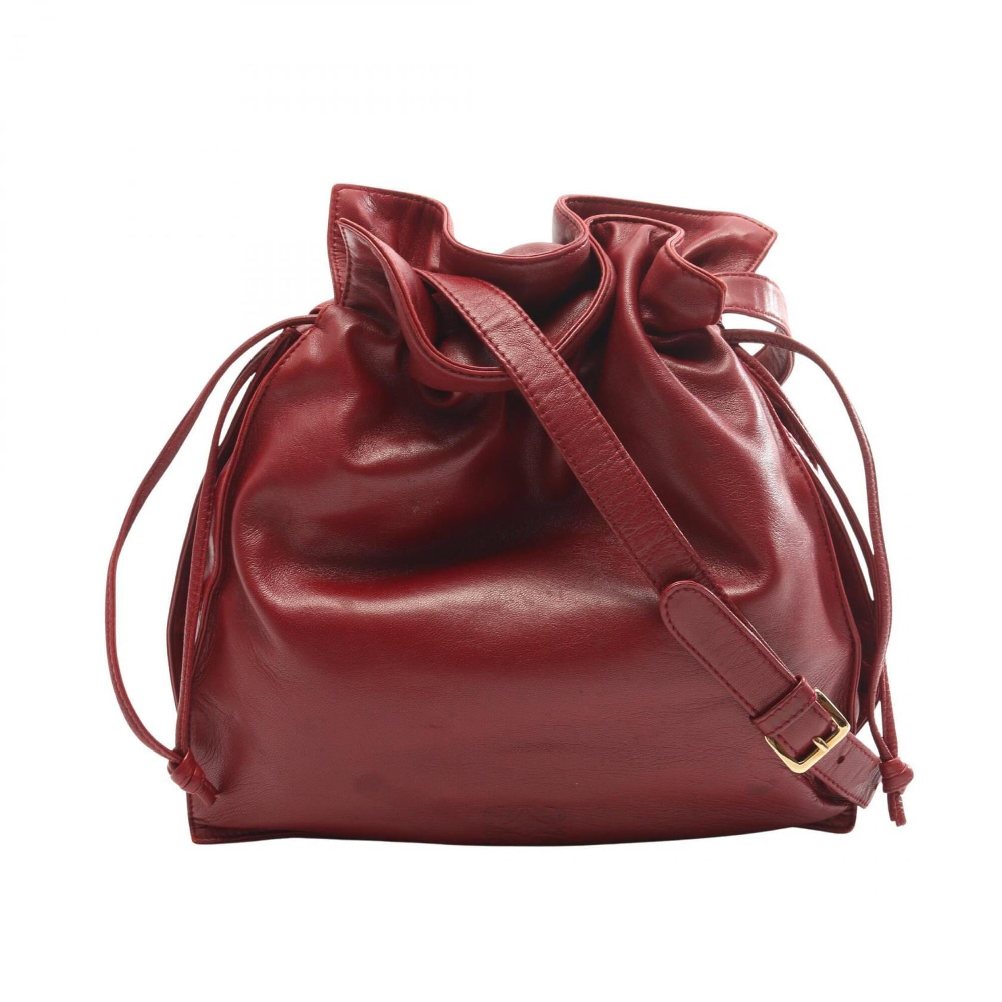 Loewe Bordeaux Leather Handbag Shoulder Bag (Pre-Owned)