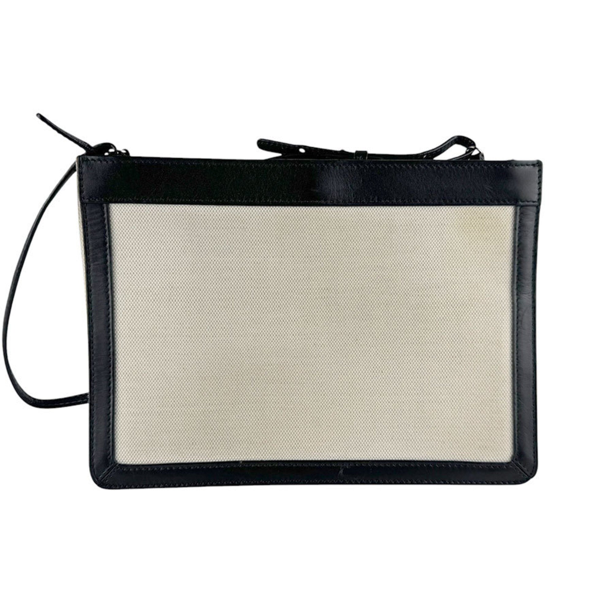 Balenciaga Black Ivory Canvas Leather Shoulder Bag (Pre-Owned)
