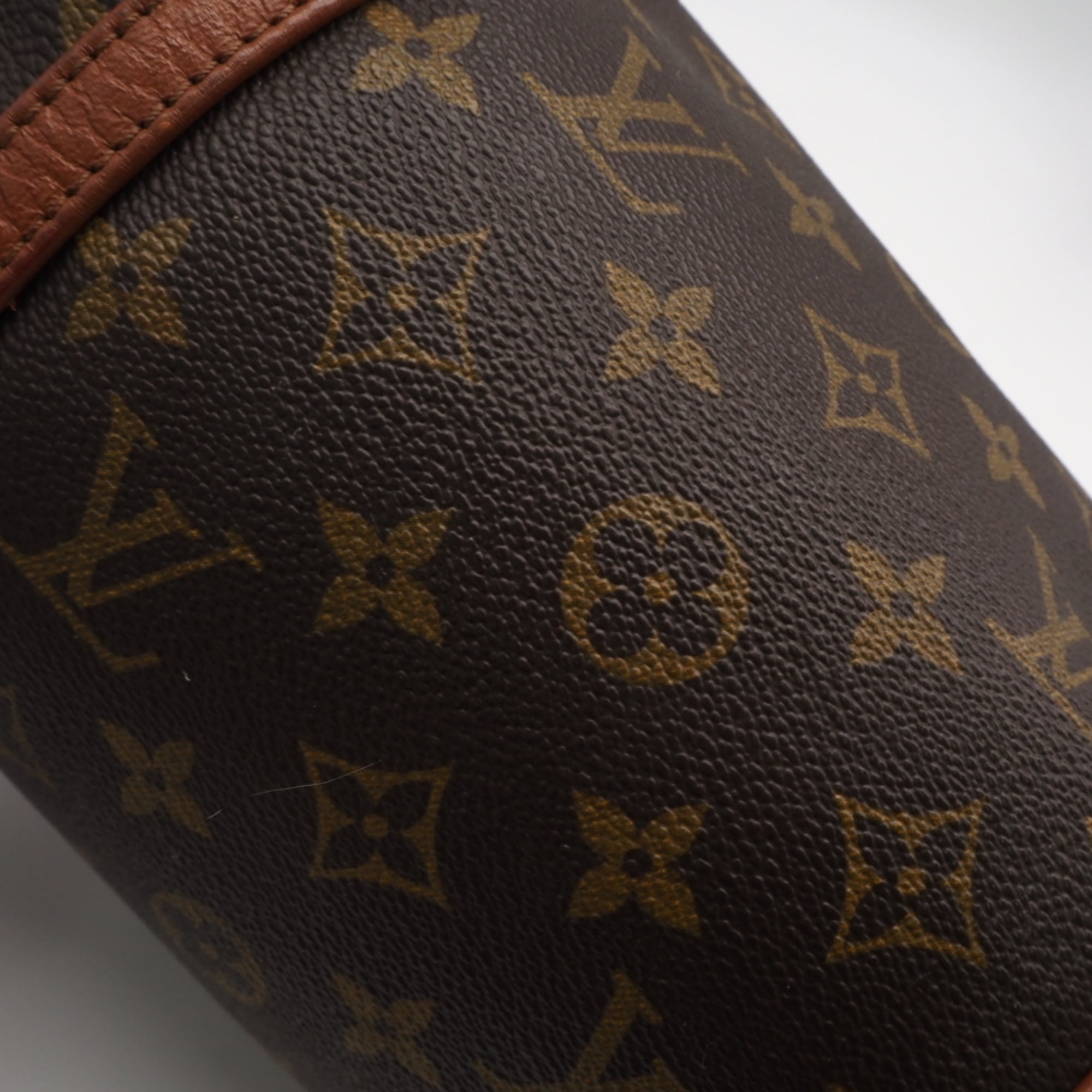 Louis Vuitton Monogram Beige Brown Coated Canvas Leather Handbag (Pre-Owned)