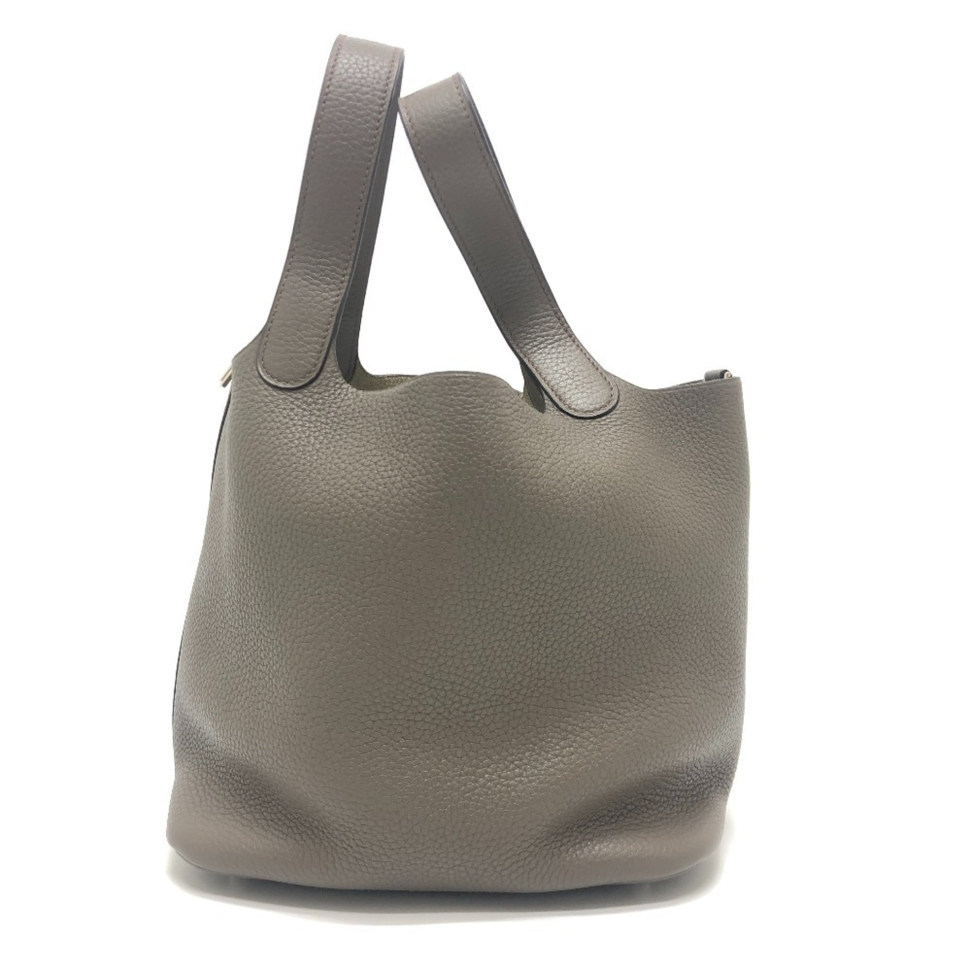 Hermes Picotin Gray Taurillon Clemence Leather Handbag (Pre-Owned)