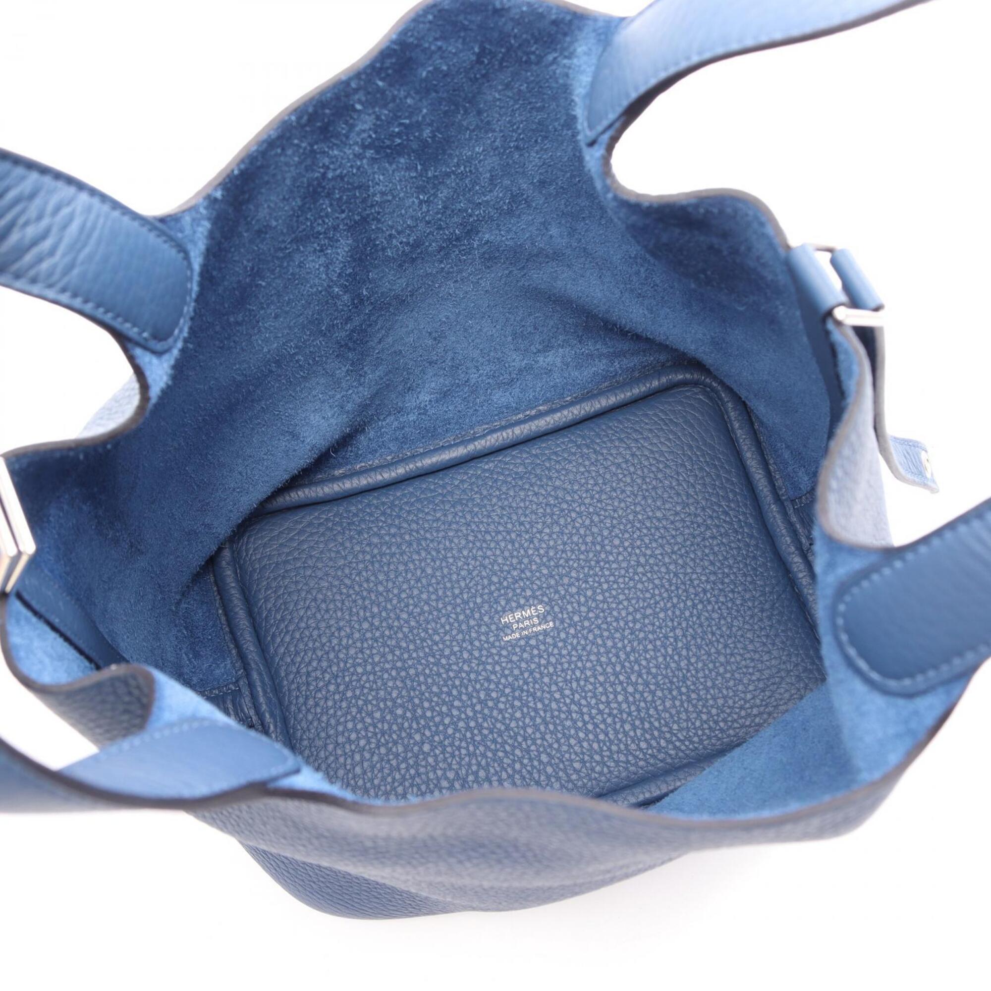 Hermes Blue Taurillon Clemence Leather Handbag (Pre-Owned)