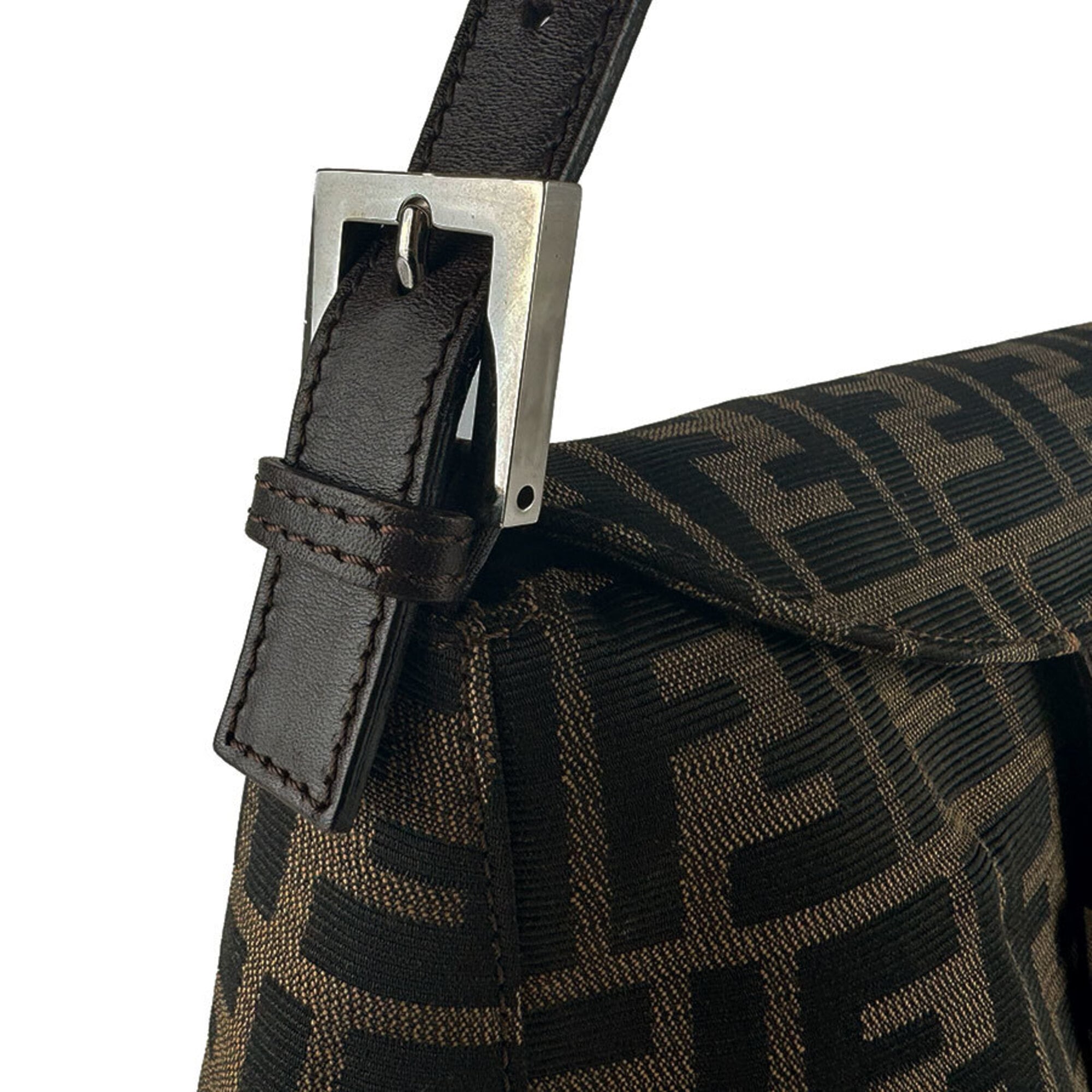 Fendi Brown Nylon Canvas Leather Handbag (Pre-Owned)