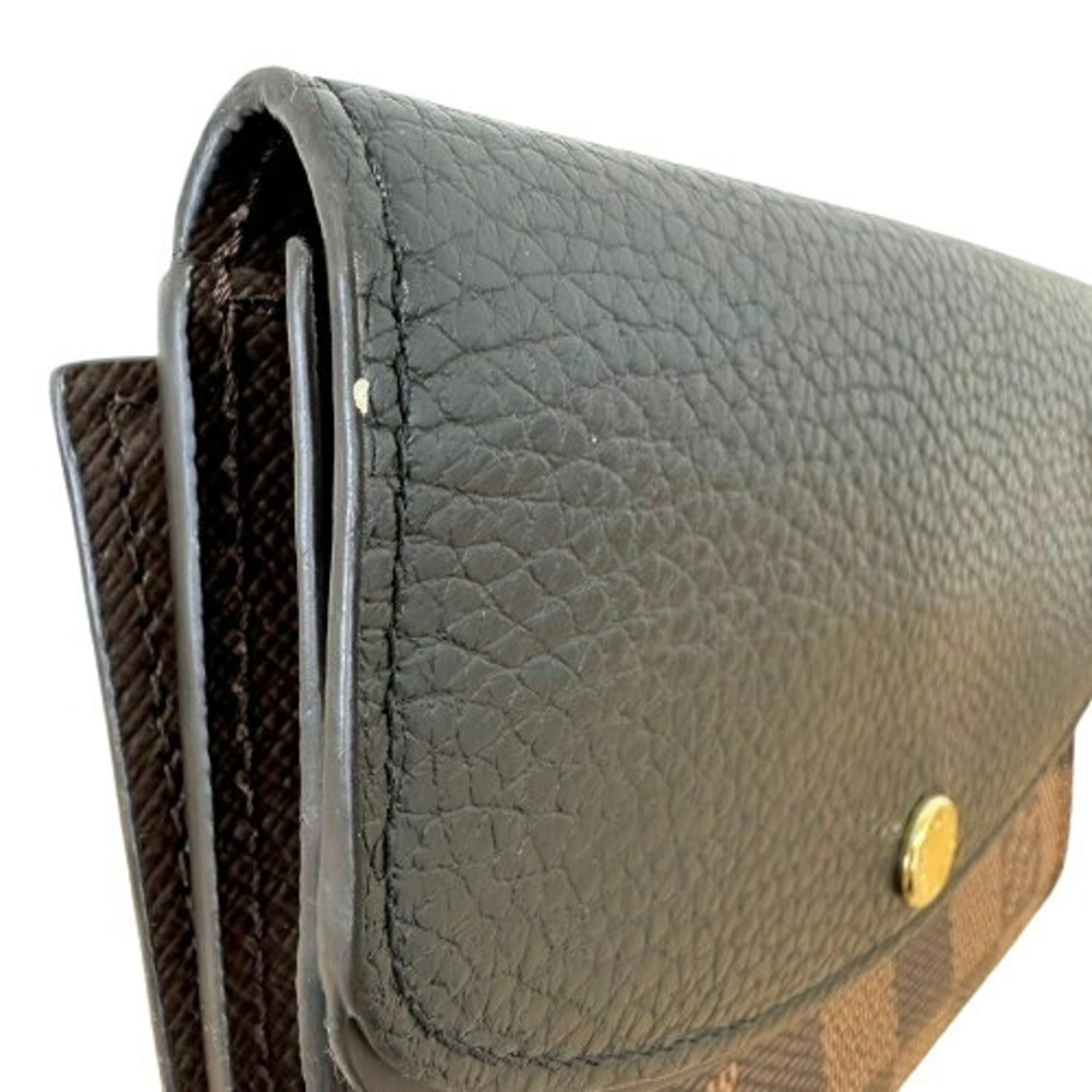 Louis Vuitton Damier Brown Leather Wallet (Bi-Fold) (Pre-Owned)