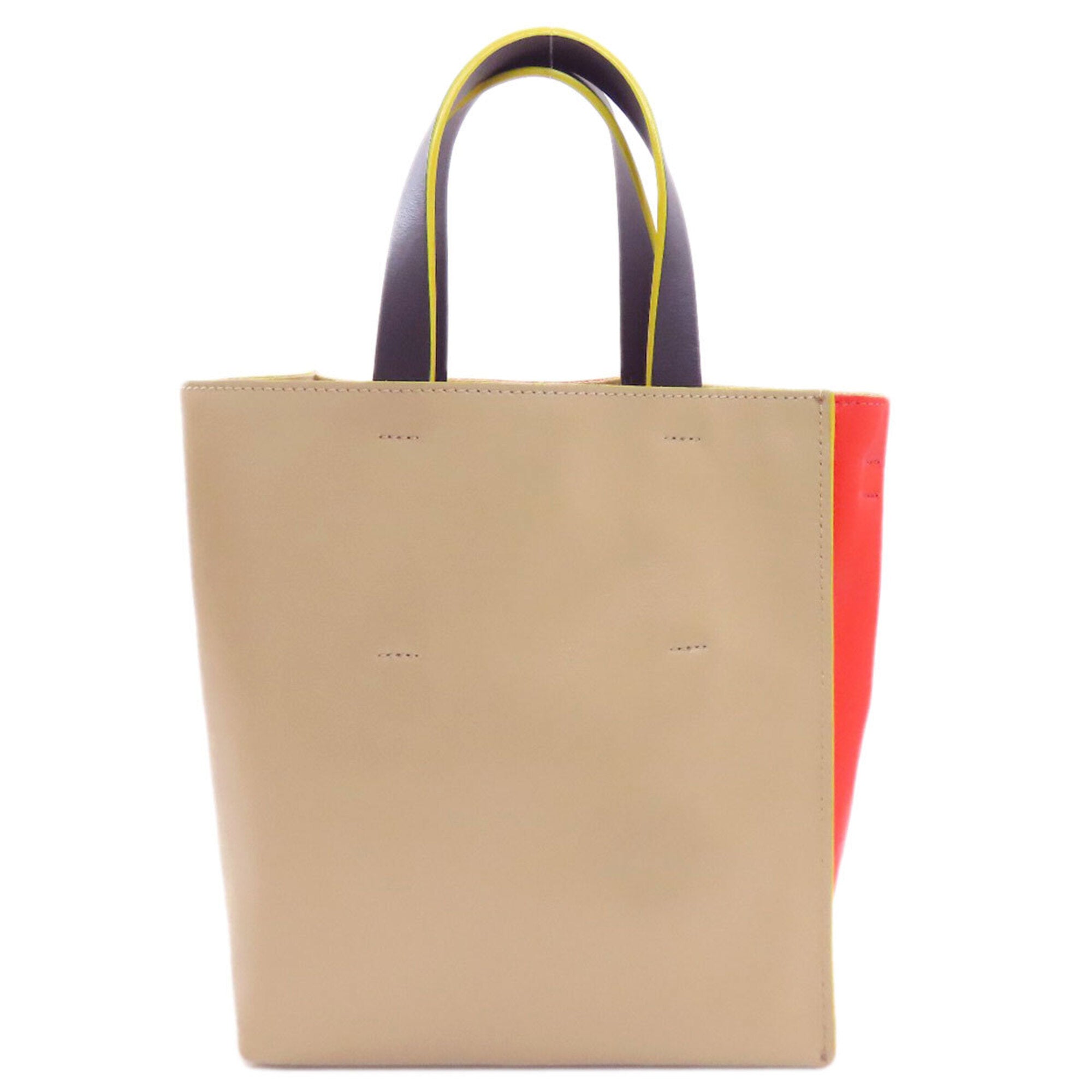 Marni Beige Red Color Leather Handbag (Pre-Owned)