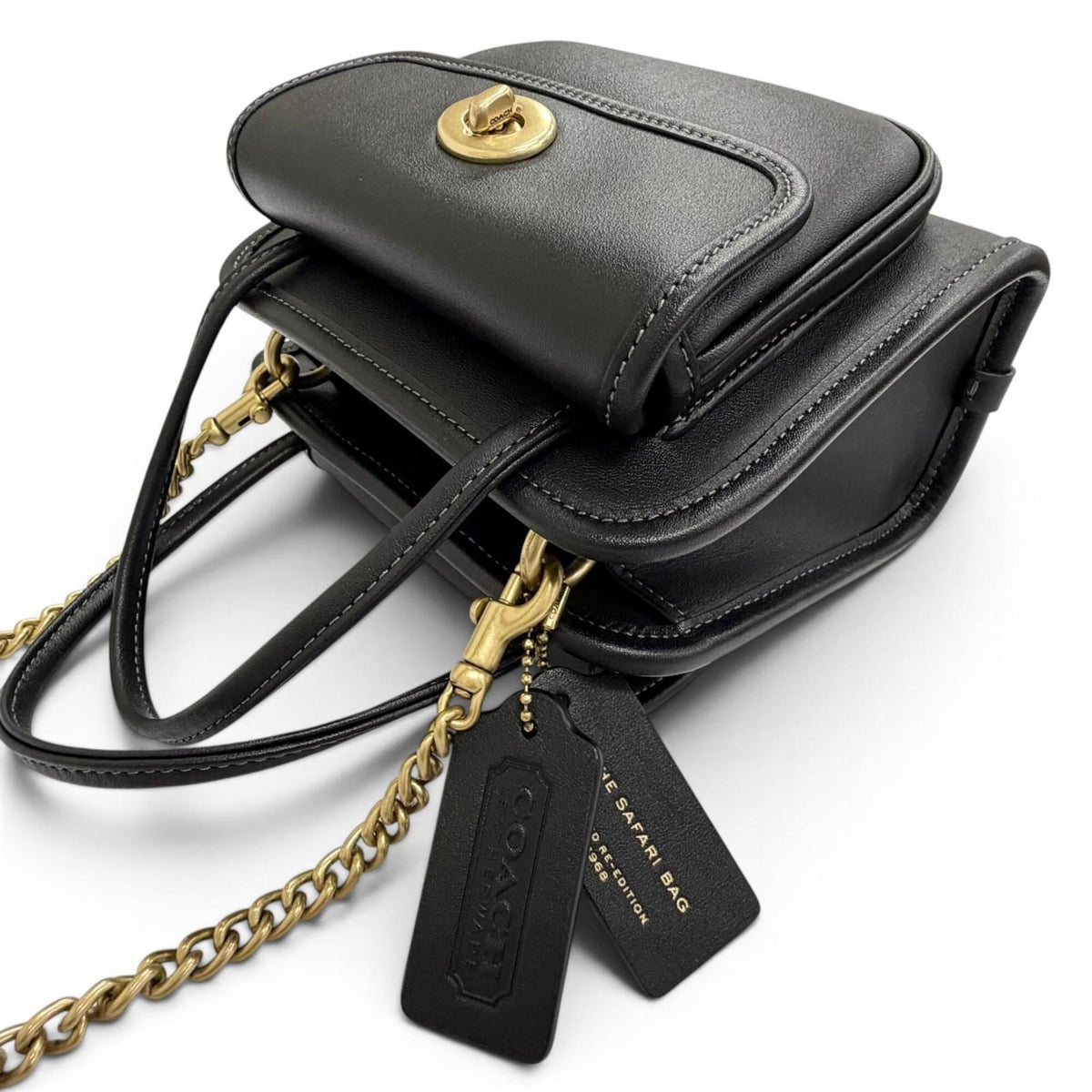 Coach Black Leather Shoulder Bag Tote Bag (Pre-Owned)
