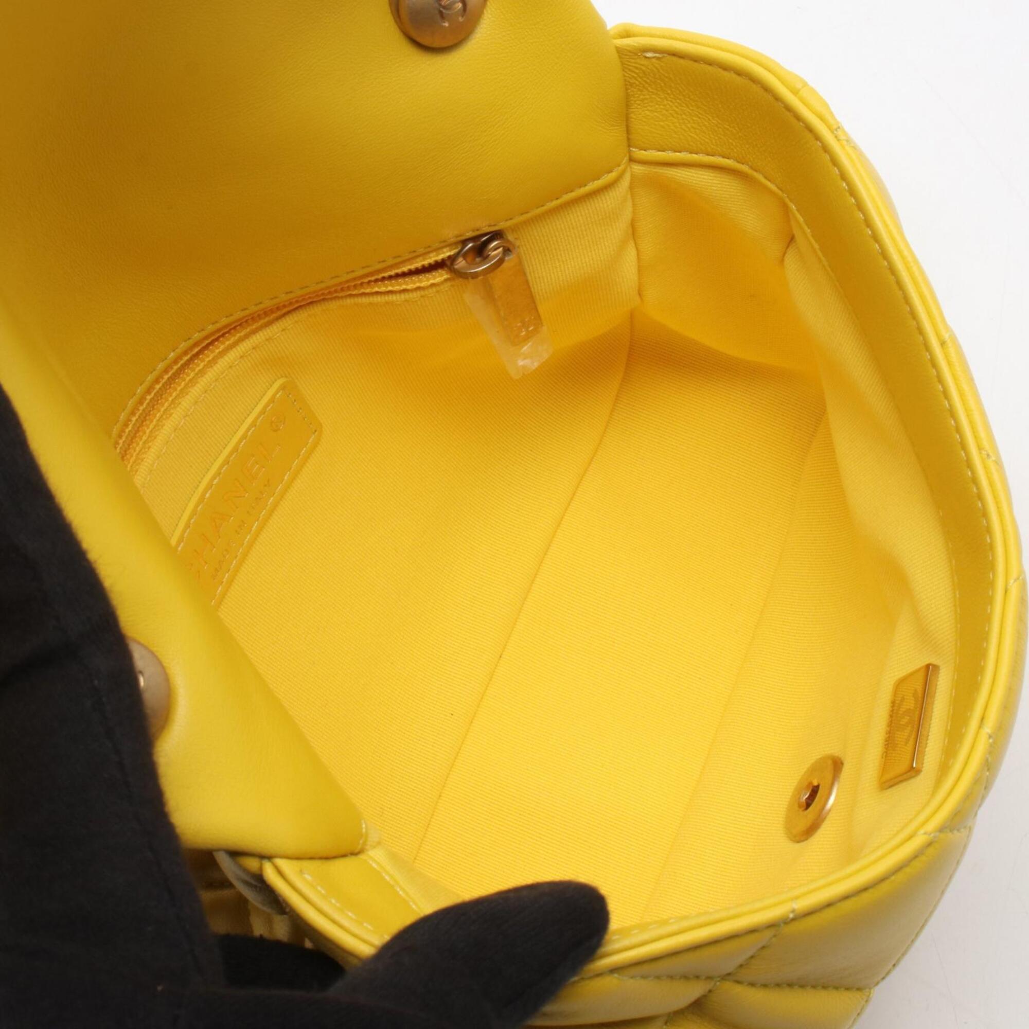 Chanel Yellow Leather Handbag Shoulder Bag (Pre-Owned)