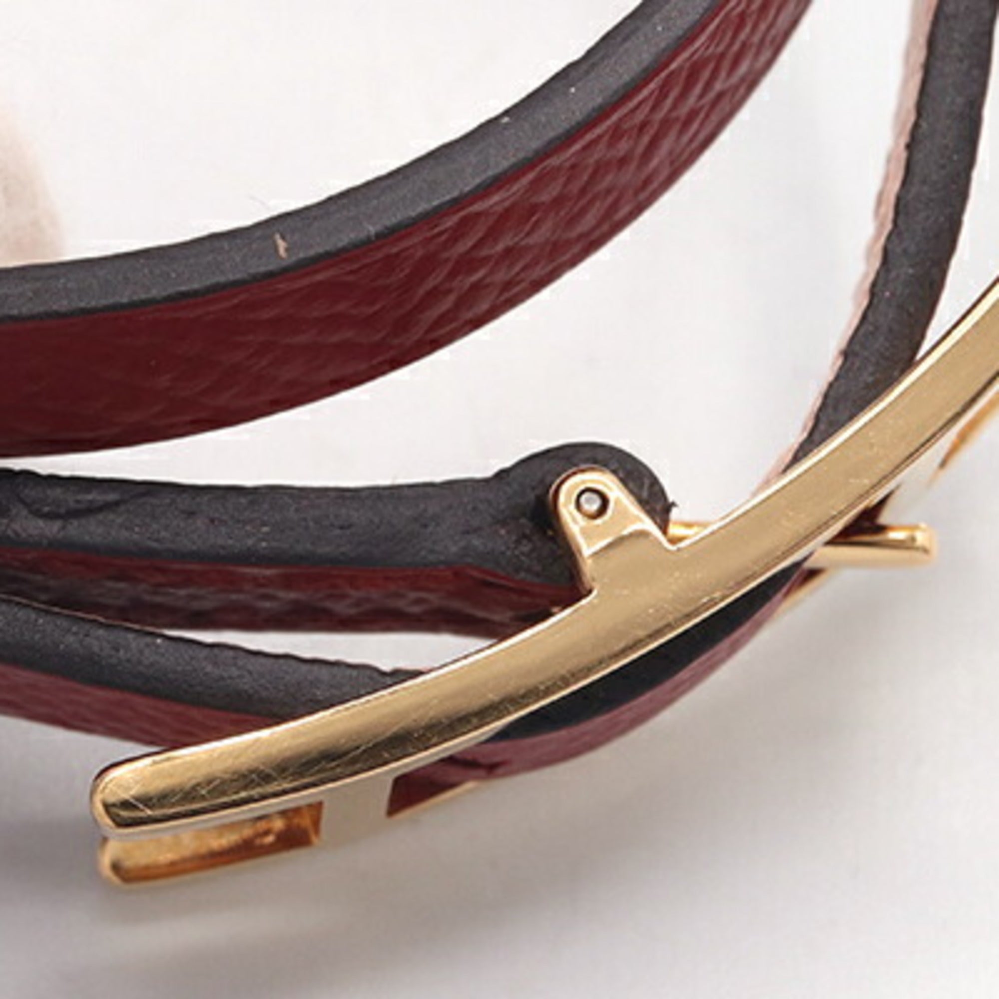 Hermes Rose Eglantine Rouge Grenat Epsom Leather Charm Bracelet (Pre-Owned)