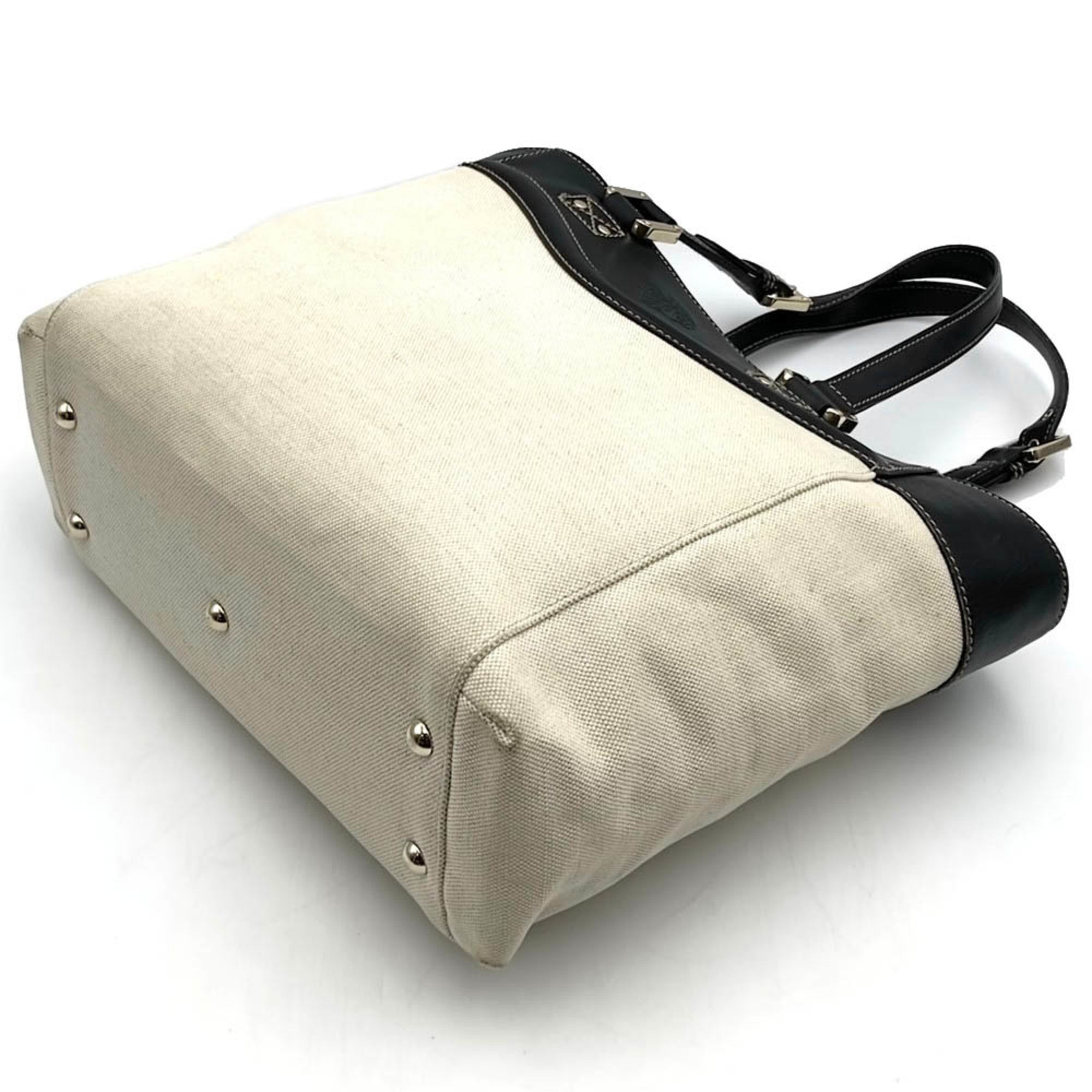 Gucci Beige Canvas Leather Tote Bag (Pre-Owned)