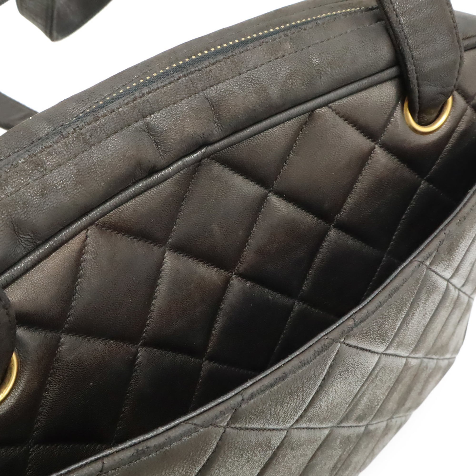 Chanel Matelasse Black Leather Shoulder Bag Tote Bag (Pre-Owned)