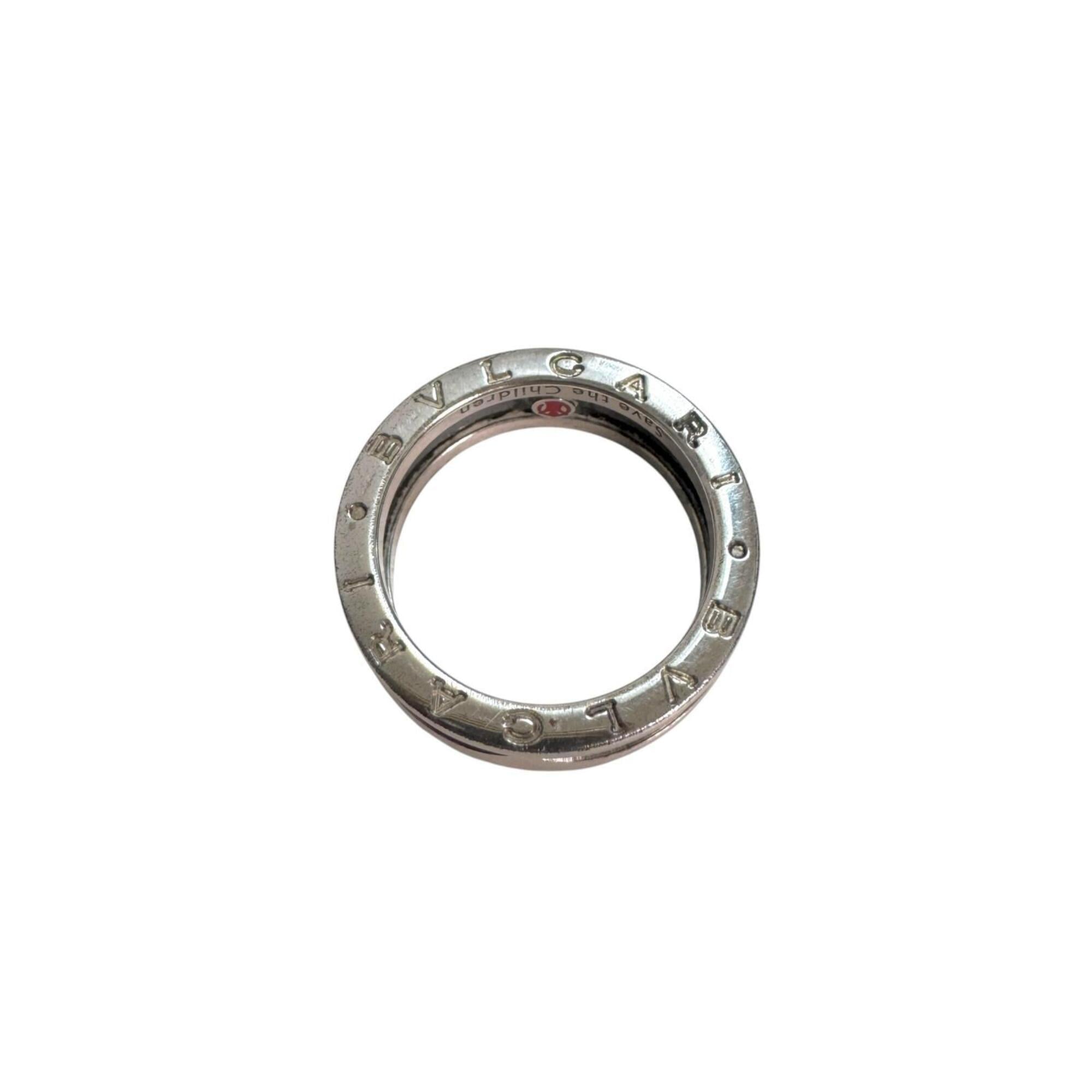 Bvlgari Silver Black Silver 925 Band Ring (Pre-Owned)